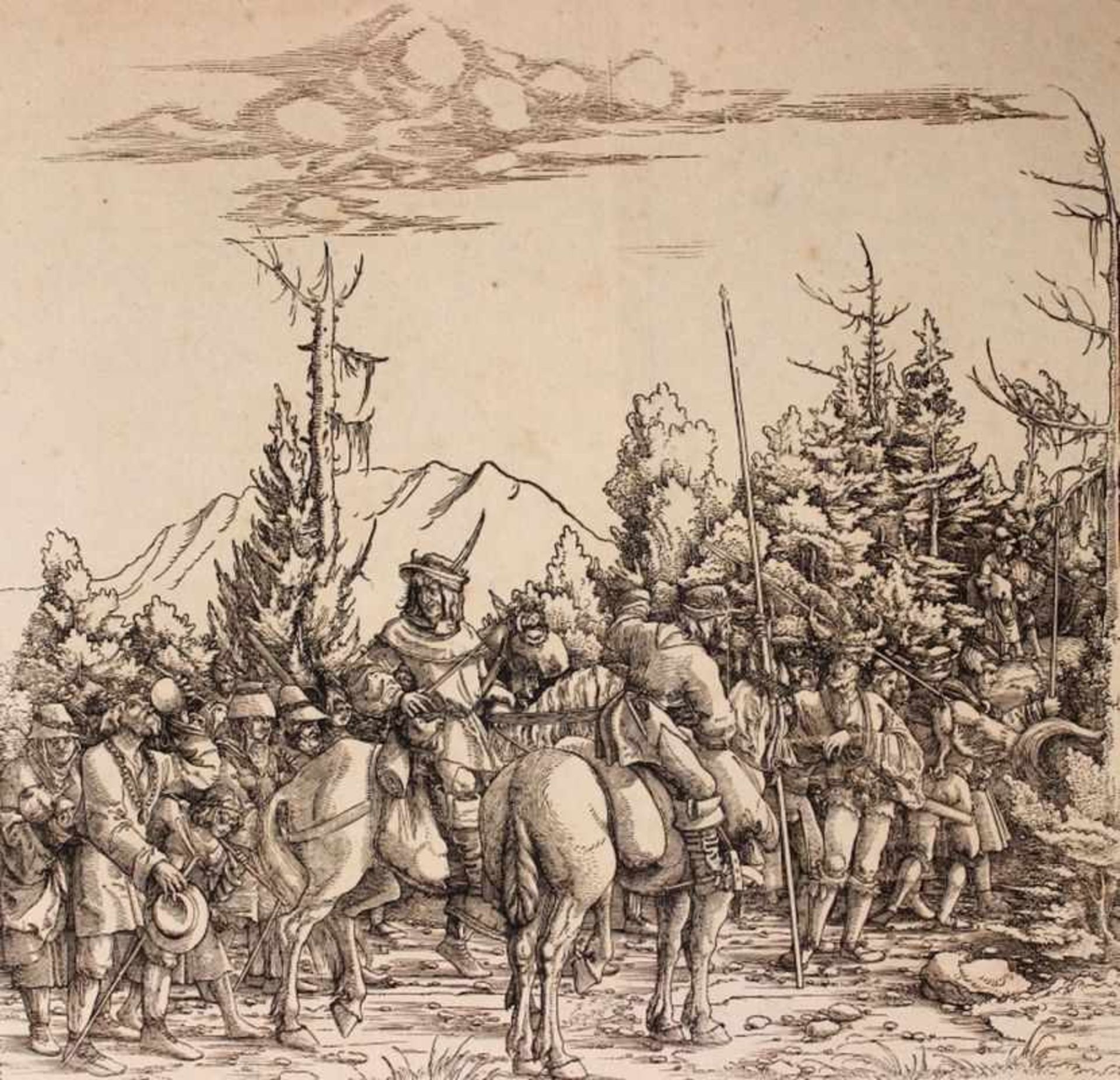 Holzschnitt - Entwurf Albrecht Altdorfer (Regensburg 1485-1538) "Troßholzschnitt zum Triumphzug