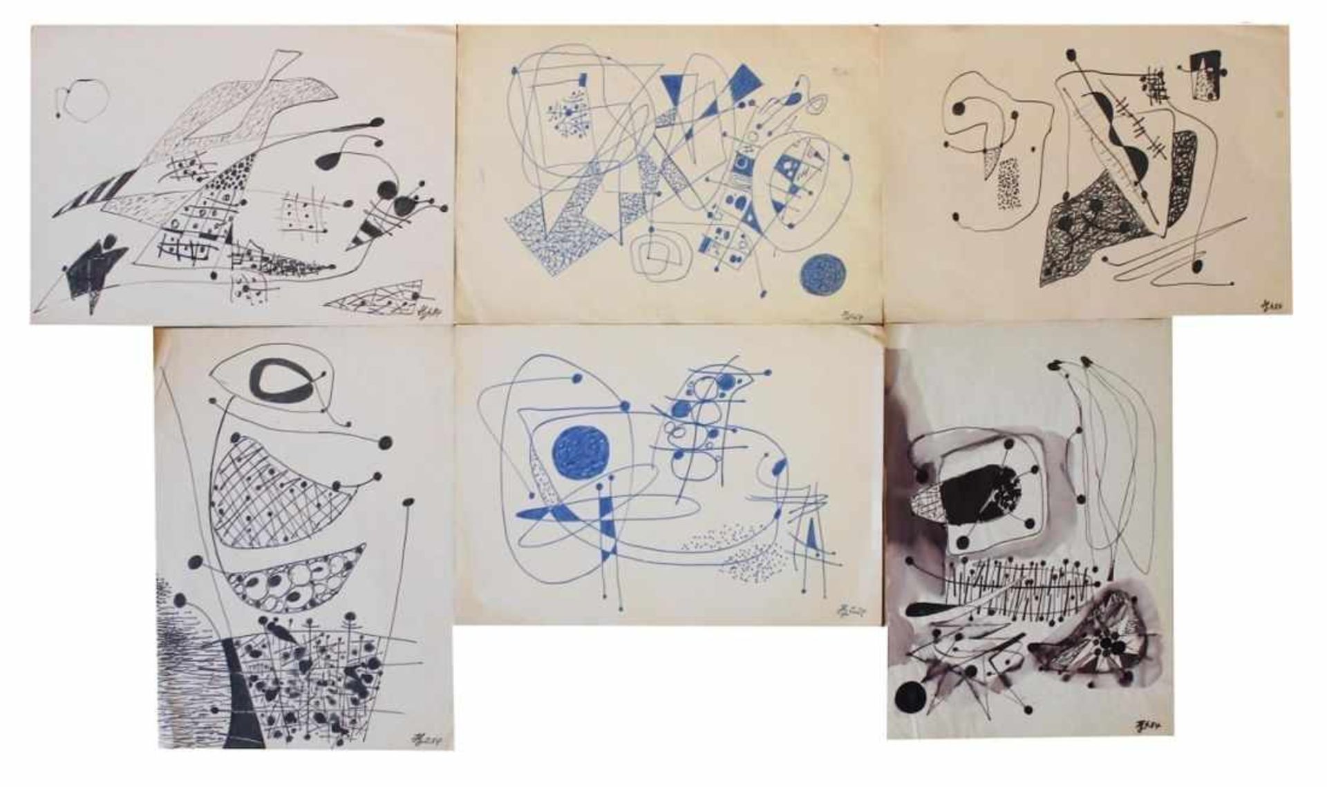 Lot Zeichnungen- Hans Geistreiter (1910 - 1996 Kallmünz) "Abstrakte Kompositionen", r.u.