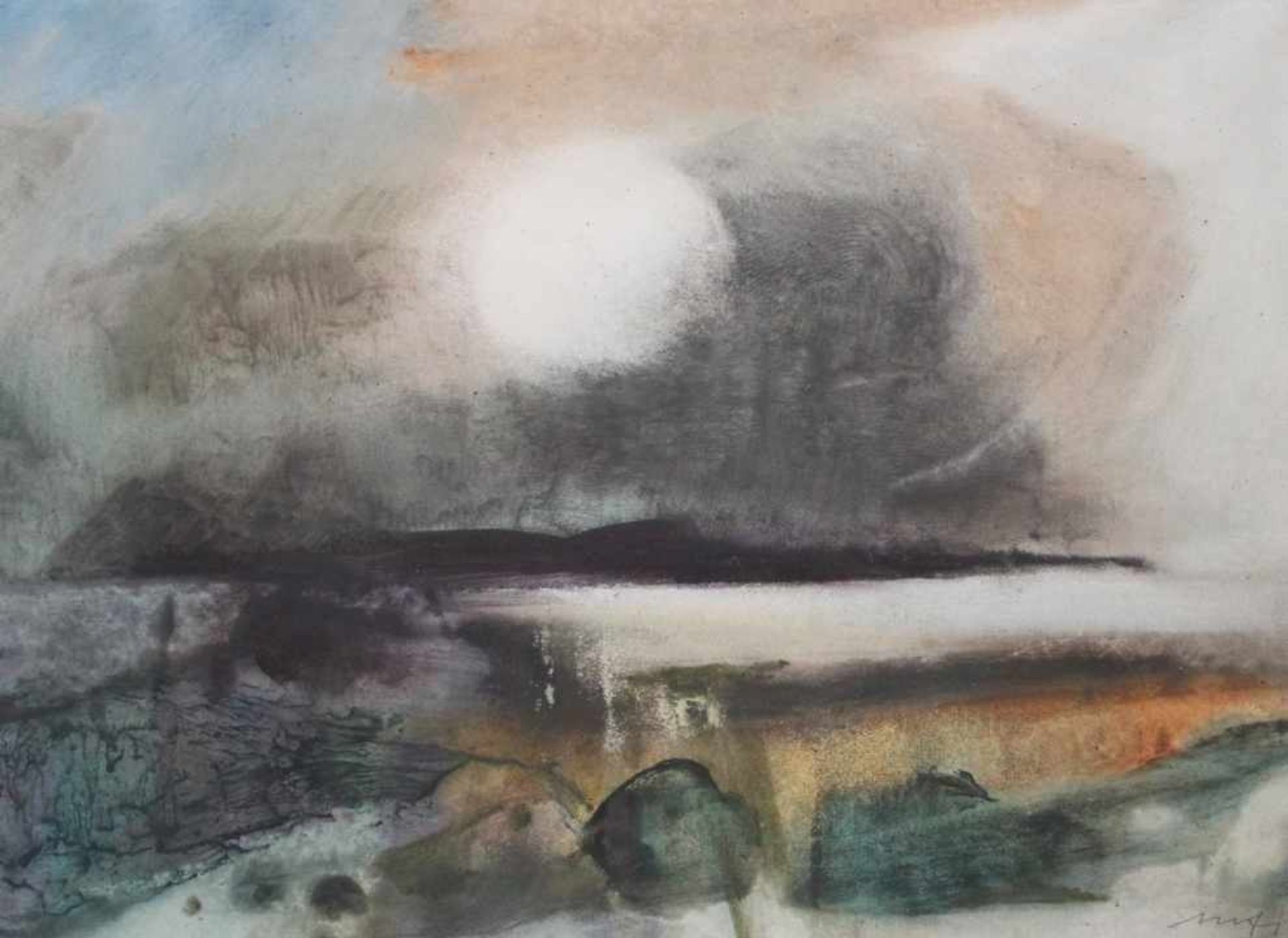 Aquarell - Willi Ulfig (1910 Breslau - 1983 Regensburg) "Mondlandschaft", r.u. signiert, datiert (