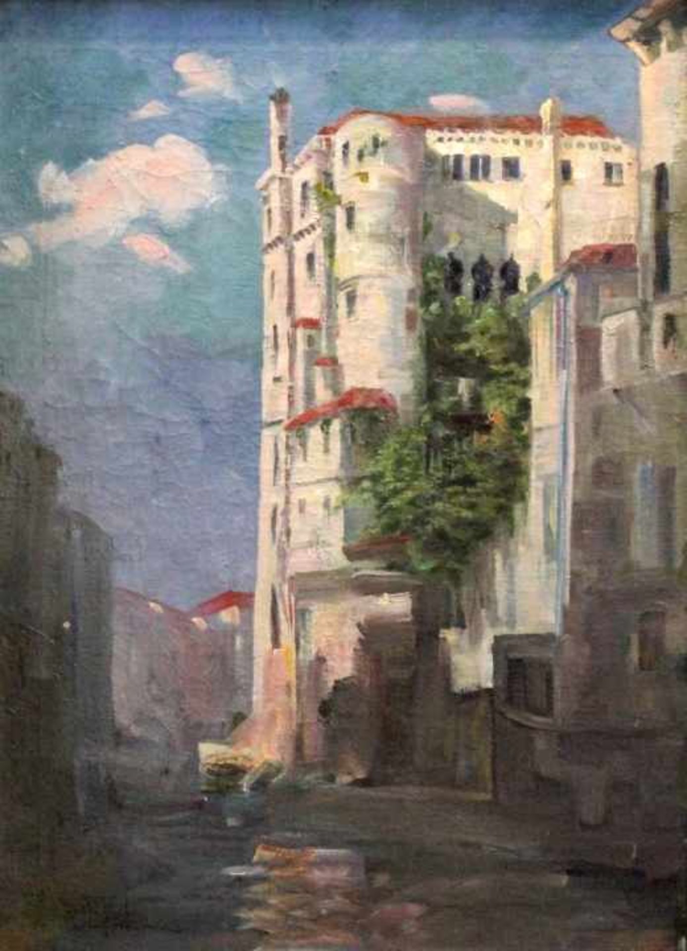 Gemälde - Anonym (1.Hälfte 20.Jahrhundert) "Südliche Altstadt", unsigniert, Öl auf Leinwand, Maße