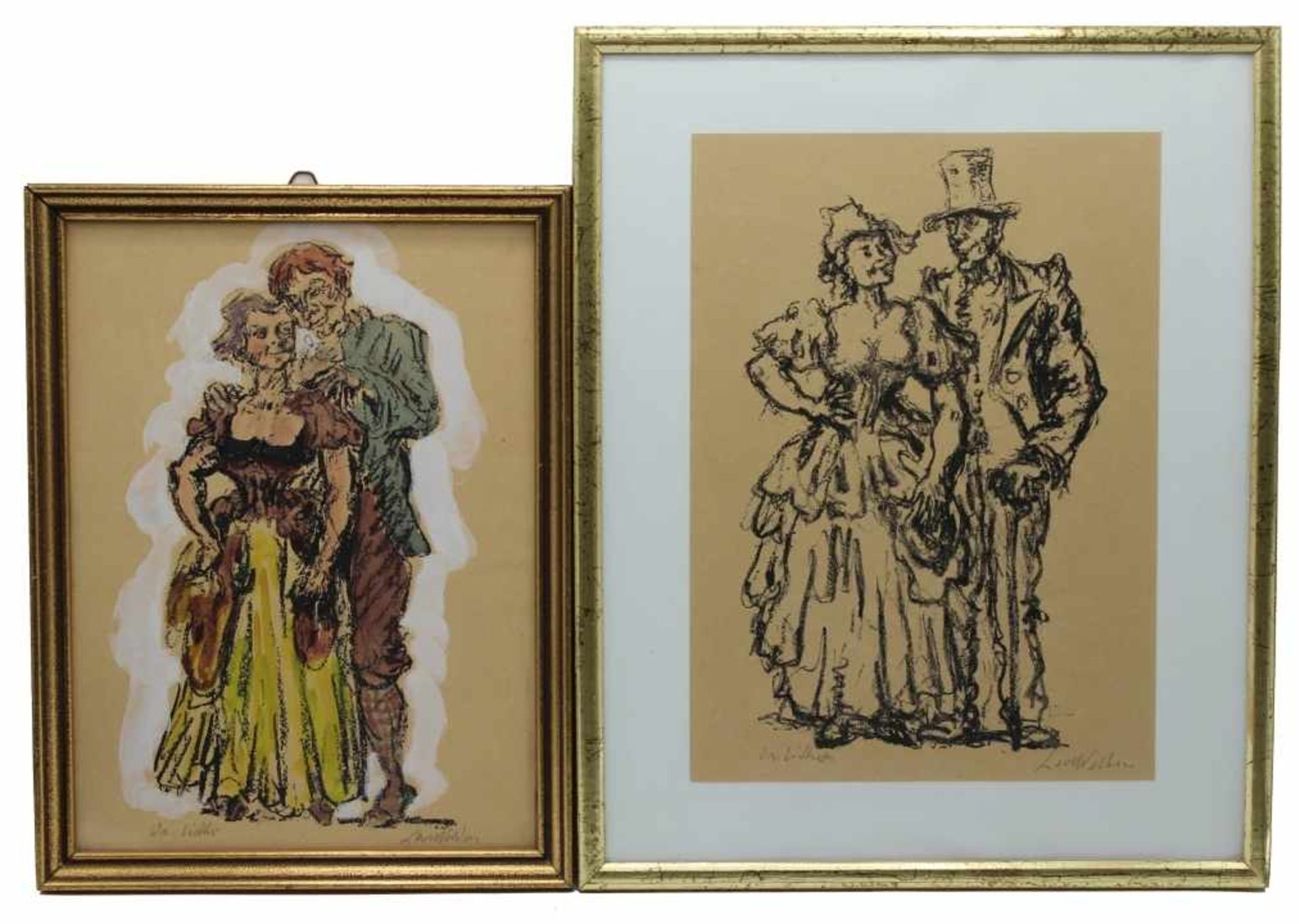 Paar Lithographien - Leo VON WELDEN (1899 Paris -1967 Feilnbach bei Rosenheim) "Stehendes Paar", r.