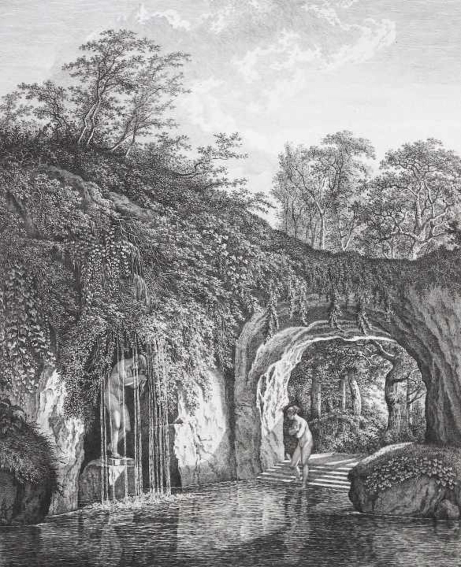 Radierung - Carl Wilhelm I KOLBE (1757 Berlin -1835 Dessau) "LE BAIN GREC - Felsenbad mit Venusfigur