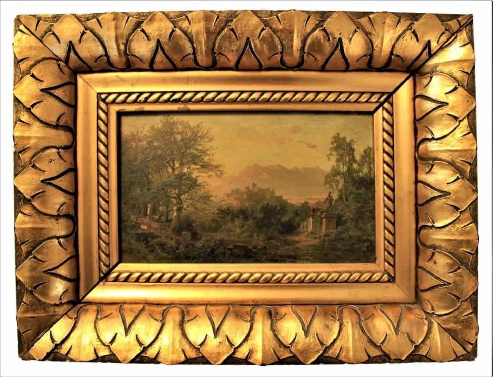Spätromantisches Gemälde - Bernhard Mühlig (1829 Eibenstock - 1910 Dresden) "Blick auf die Festung