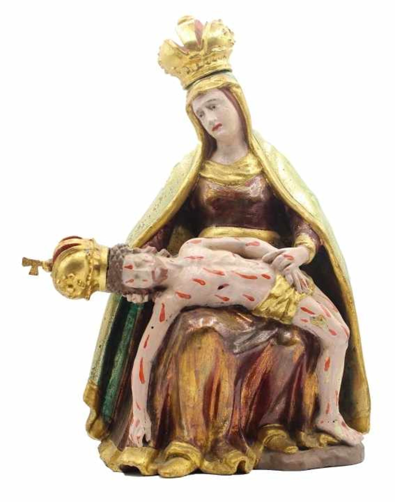Figur - Bildhauer (19./20.Jahrhundert) "Pieta", wohl Östereich / Böhmen, Holz geschnitzt, gefaßt und