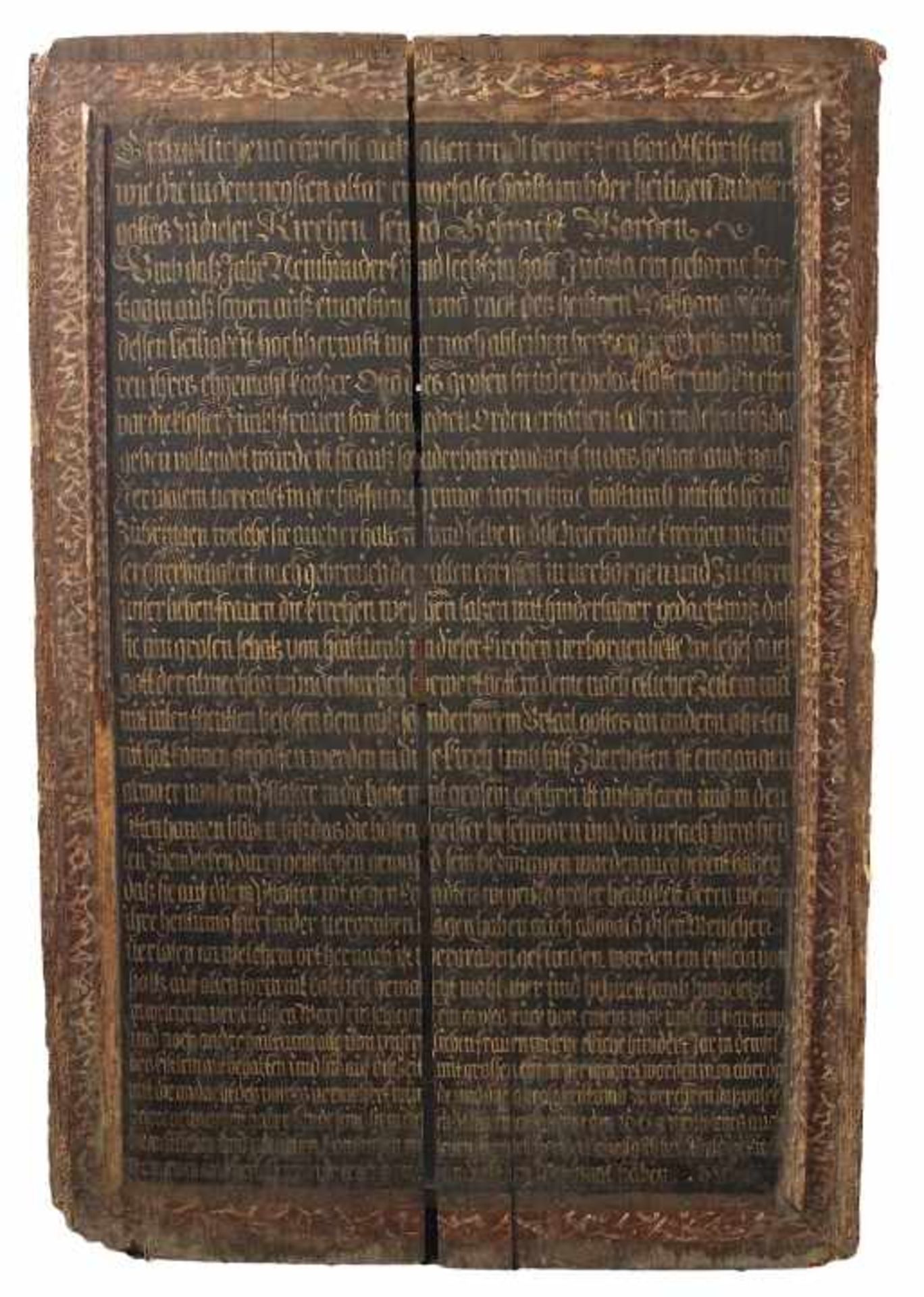 Barocke Erinnerungstafel - Regensburg 2.H.17.Jahrhundert Holz beschriftet: Kurzfassung: Mitteilung