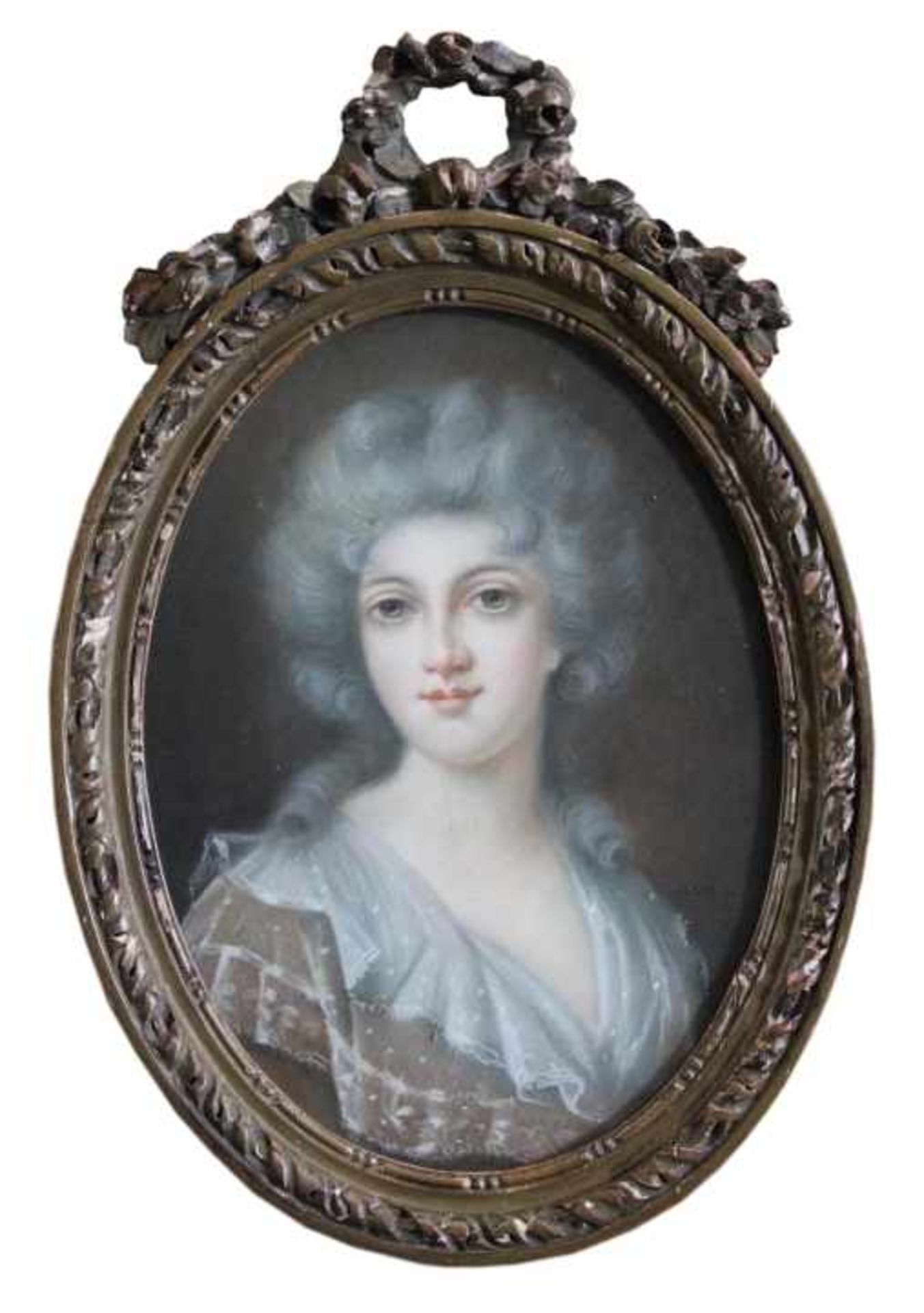 Pastell - Unbekannt 19.Jahrhundert "Damenbildnis", r.u. unleserlich signiert, Pastell auf Papier,