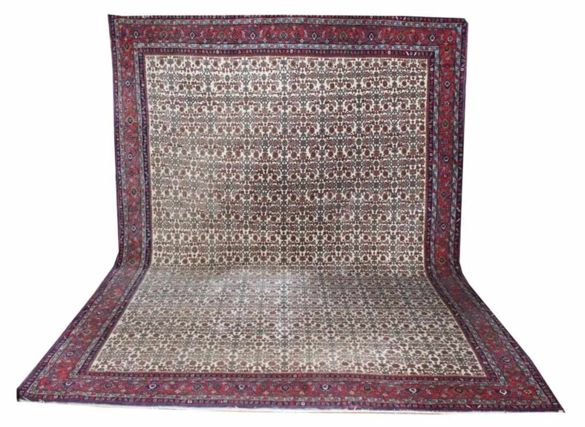 Großer Orientteppich - Bidjar Persien um 1960, florales Dekor, rot/blau/braune Farben auf beigem