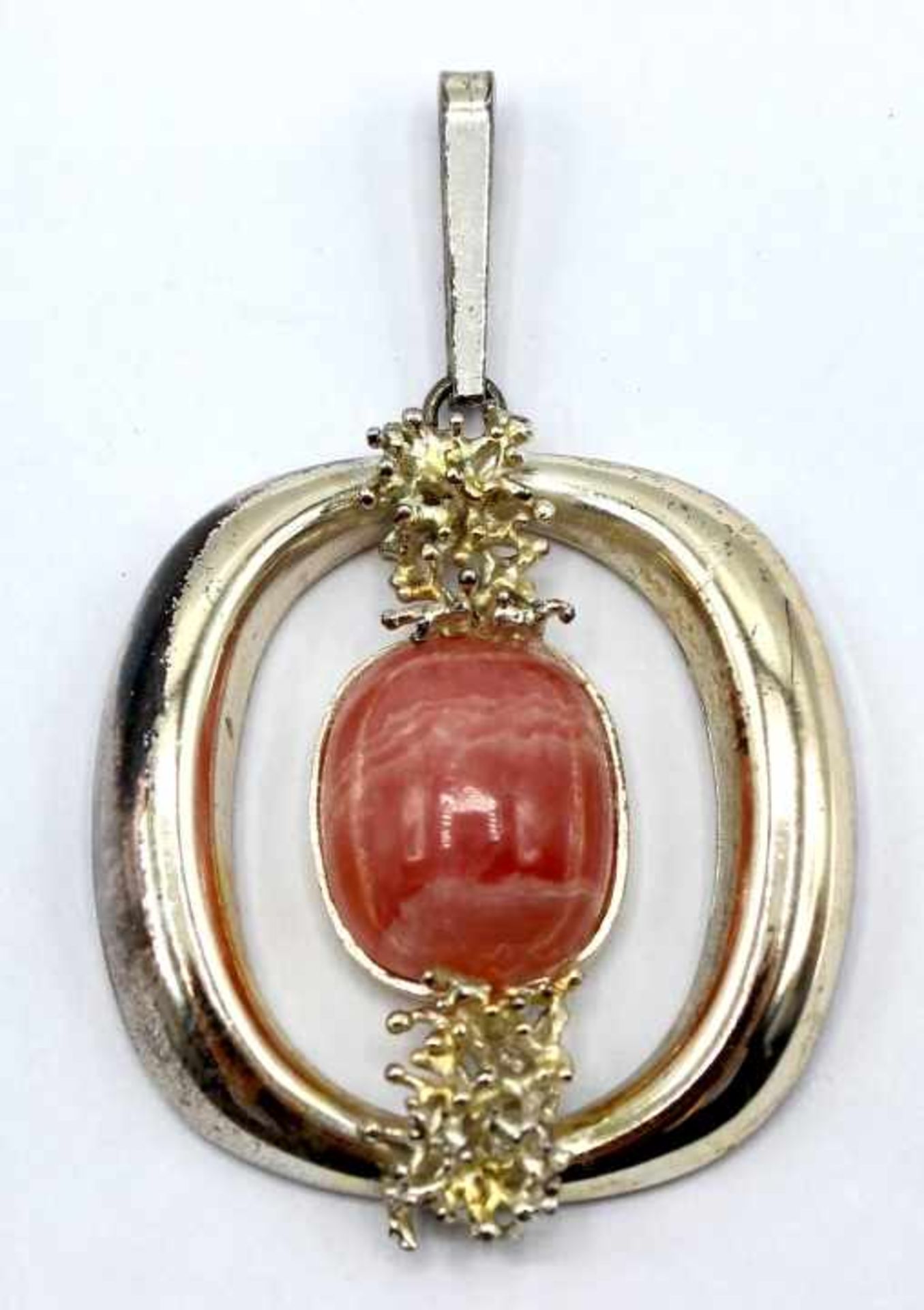 Anhänger (XX.Jahrhundert) Silber gest. 835, gemarkt GG, zentral verziert mit Rhodochrosit, Maße