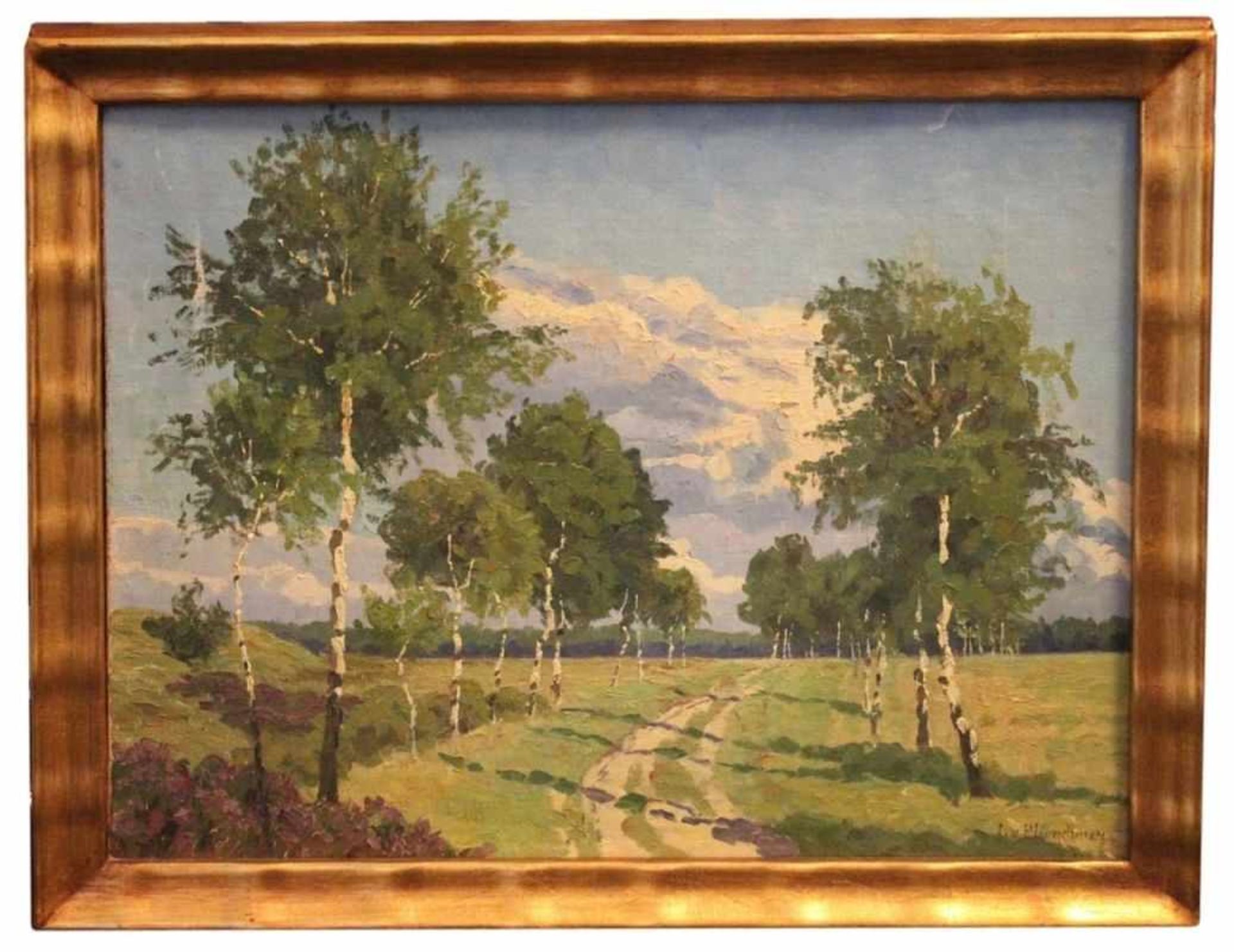 Gemälde - Lonny VON PLÄNCKNER (1863 Kahle - 1925 München) "Birkenweg", r.u. signiert, Öl auf