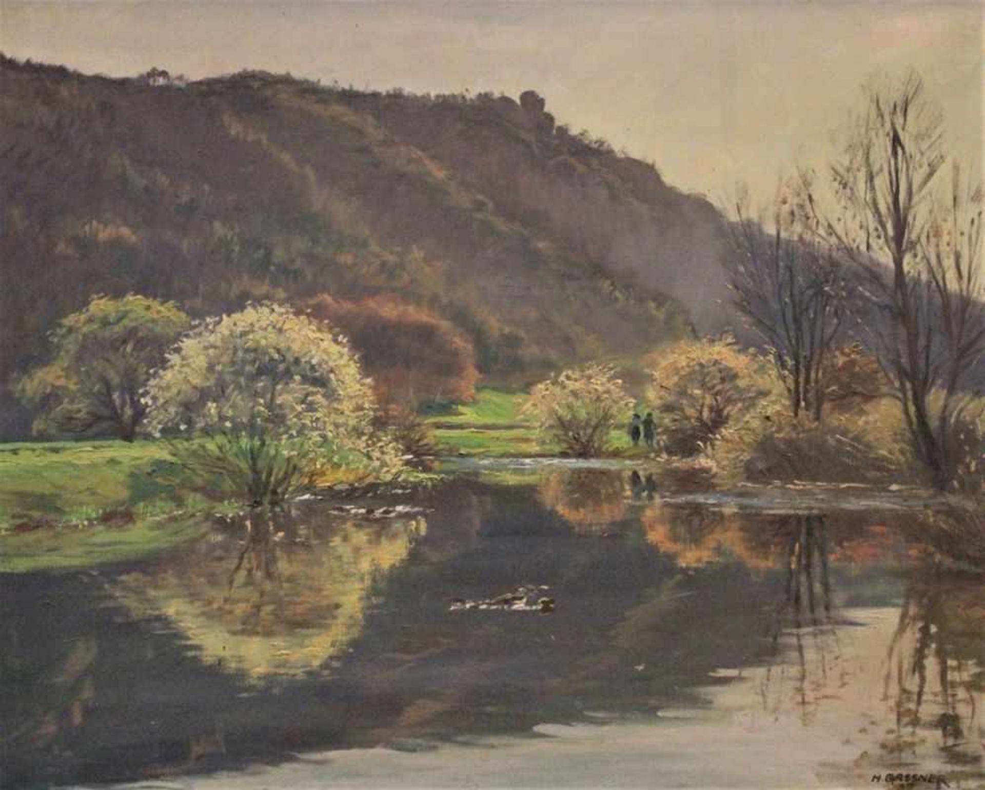 Gemälde - Heinz Gassner (1886 Mainburg - 1969 Laaber / Regensburg) "Partie aus dem Altmühltal", r.u.