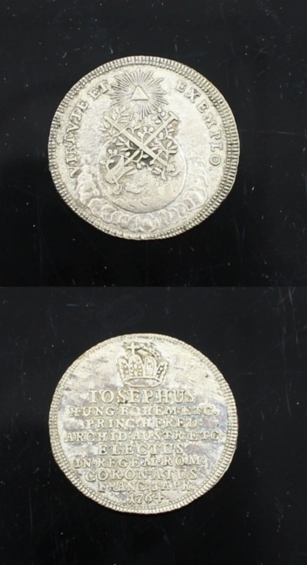 Silbermedaille - Österreich 1764, Gedenkmedaille an die Krönung Joseph II, zum röm. König, VS: