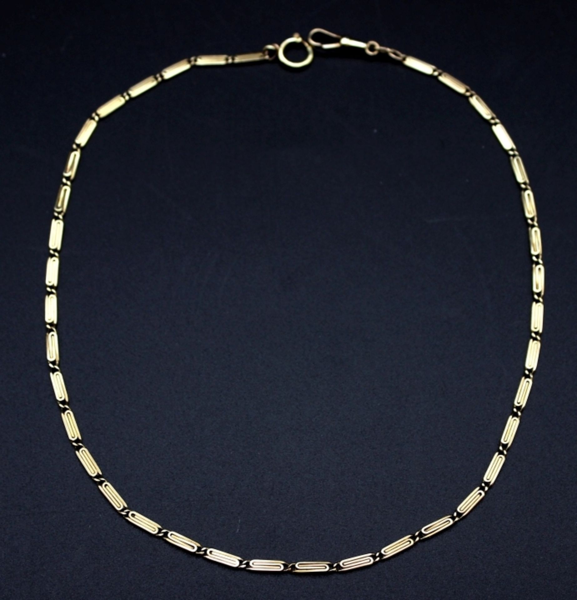 Goldene Uhrenkette - Gelbgold gest. 333 S-Glieder, Sprengring und Karabiner, Länge ca. 43,5 cm,