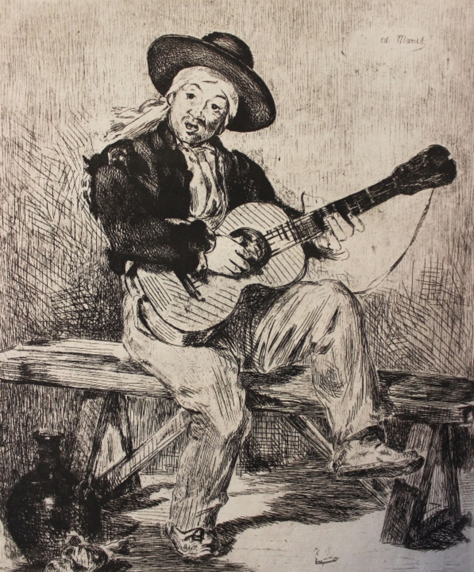 Grafik - Édouard MANET (1832 Paris 1883) "Le guitarrero", in der Platte: ed. Manet, wohl um 1920