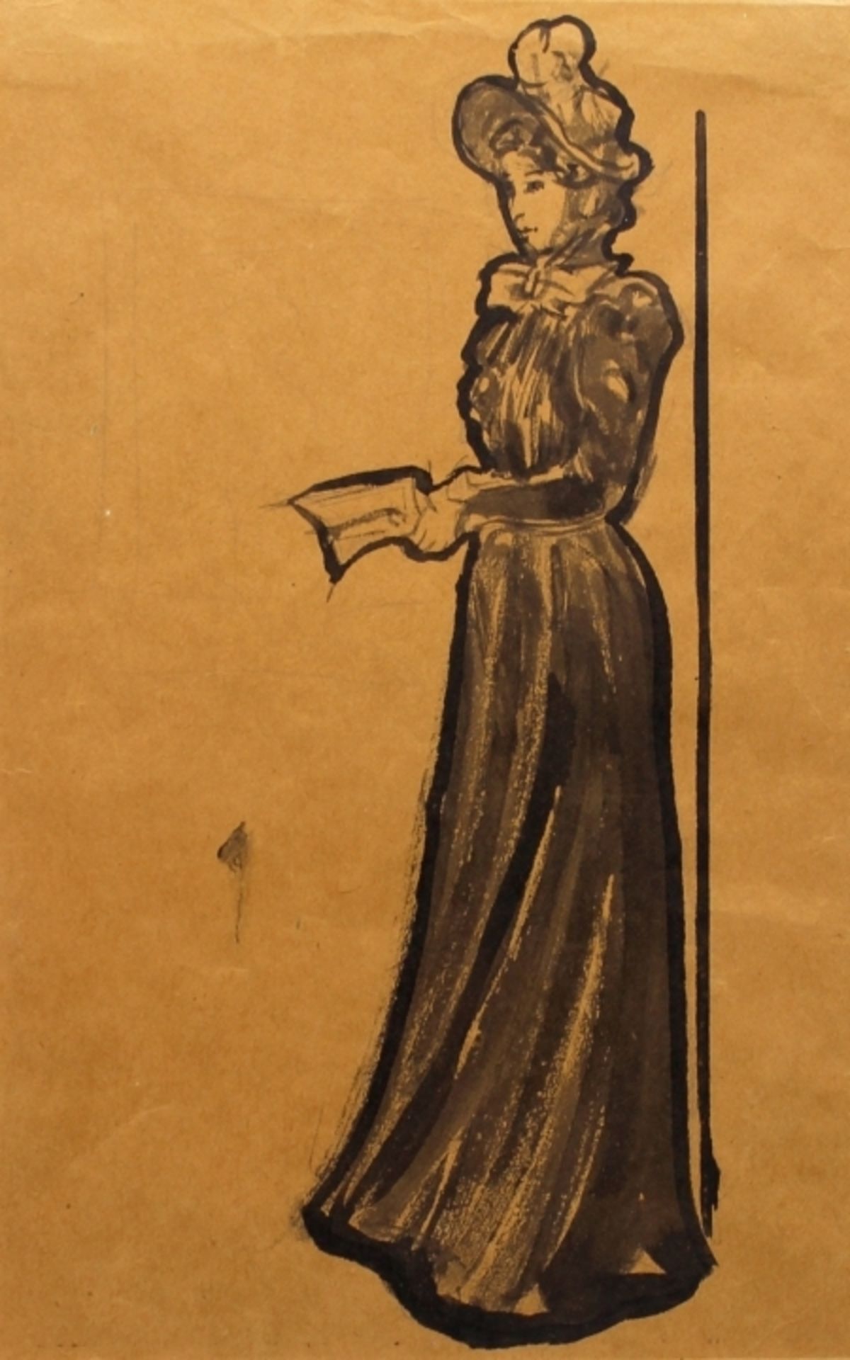 Zeichnung - Constantin GUYS ? (1802/05 Vlissingen /Niederlande -1892 Paris) "Stehende Dame mit