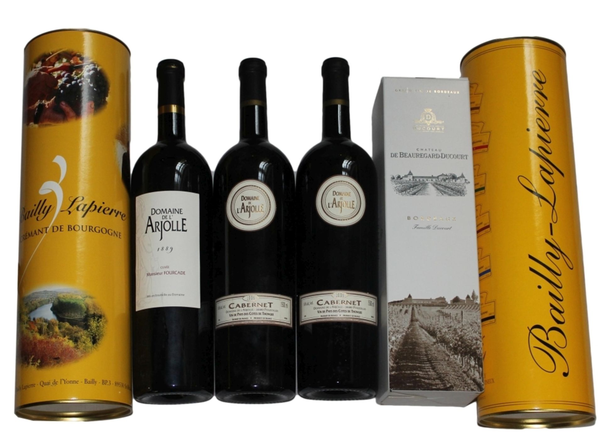 Wein (im Keller gelagert) 1. 2 Flaschen - Domaine de l'Arjolle, Cabernet 2005, 1500 ml 2. 1
