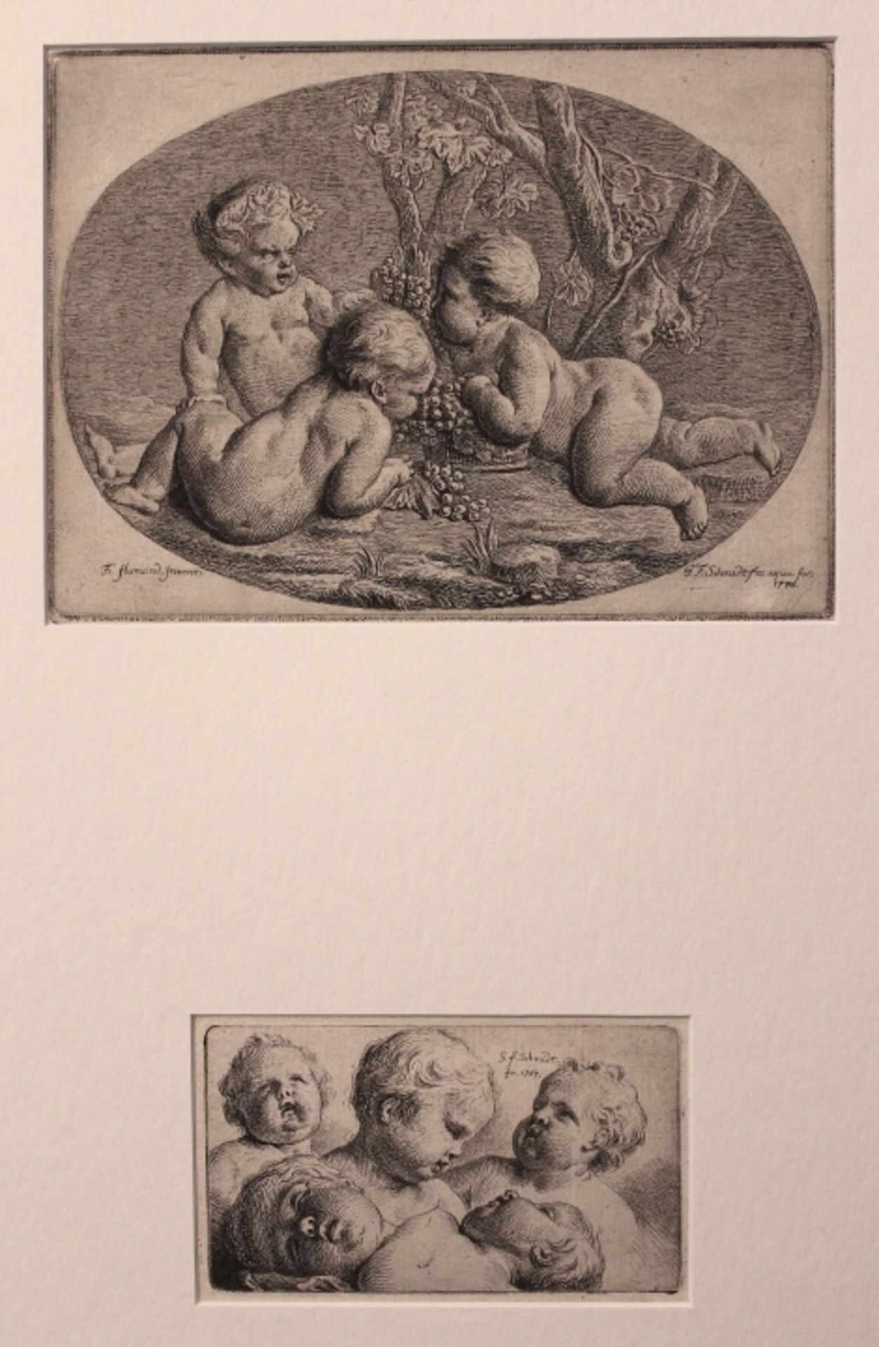 Paar Radierungen - Georg Friedrich SCHMIDT (1712 Schönerlinde - 1775 Berlin) "Putti und Kinder",