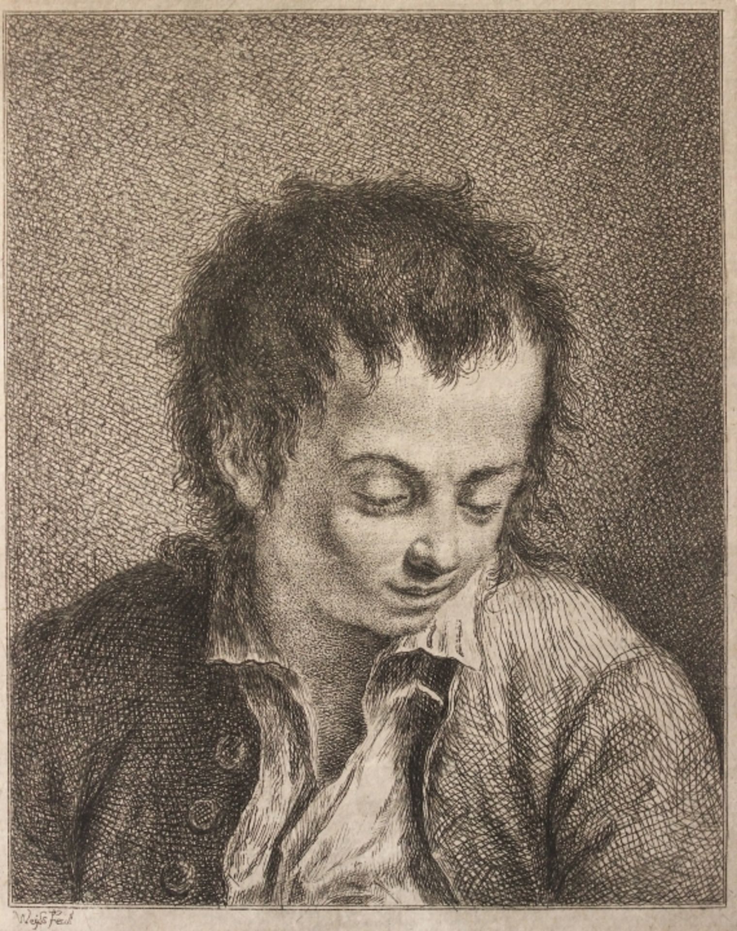 Radierung - Bartholomäus Ignaz Weiss (c.1740 München -1814) "Bildnis eines Knaben", l.u. Weiss