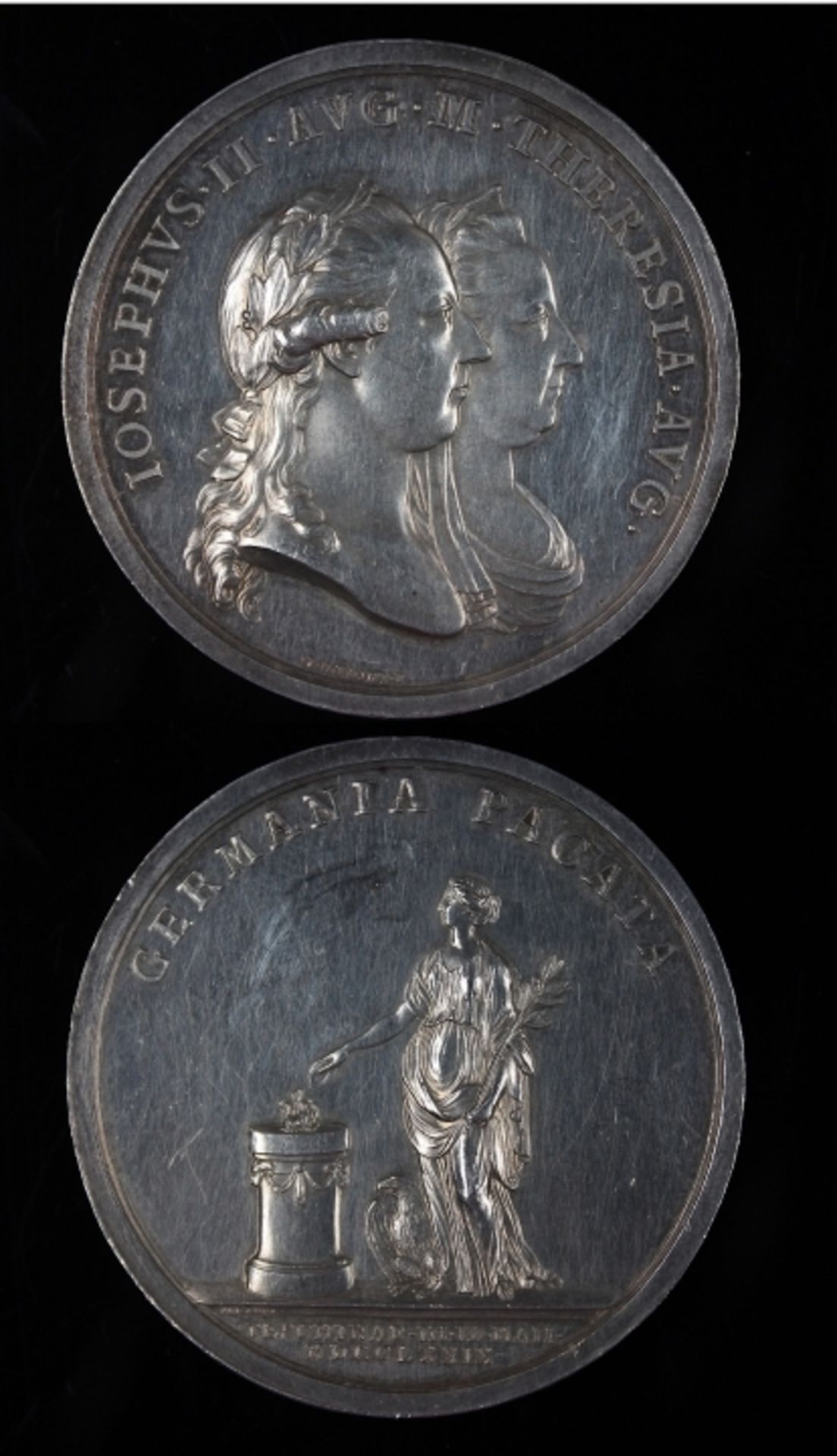 Friedensmedaille Joseph II. August und Maria Theresia Augusta, Sohn und Mutter, Brustbilder nach