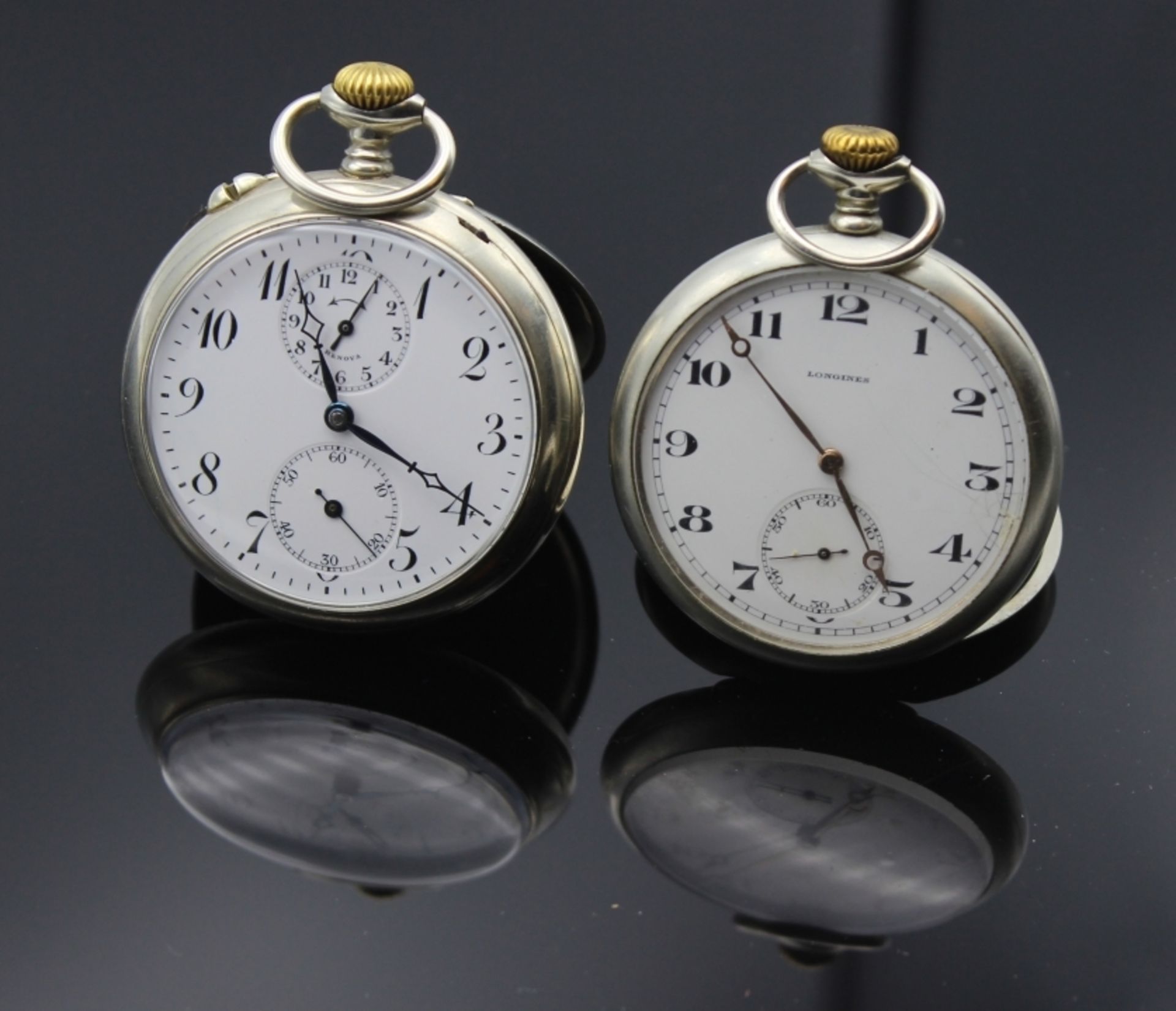 Lot Taschenuhren 1. Offene Taschenuhr - Marke Longines, No. 4228230, Argentangehäuse,