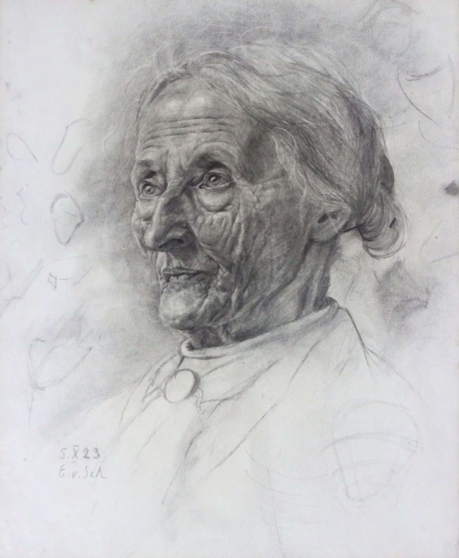 Zeichnung - Erna Sönning geb. Freiin Scheben von Cronfeld (1902-1996 / tätig in Regensburg) "