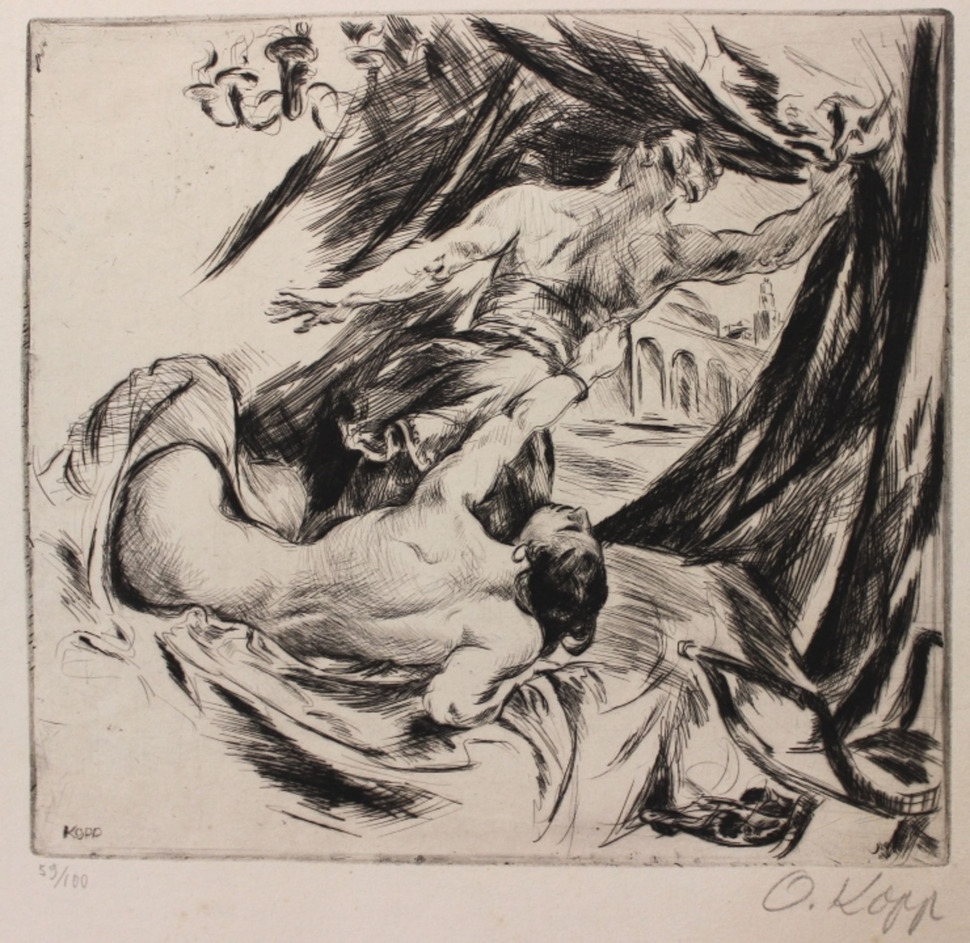 Radierung - Otto Kopp (1879 München 1947) "Joseph und die Frau des Potiphar", r.u.