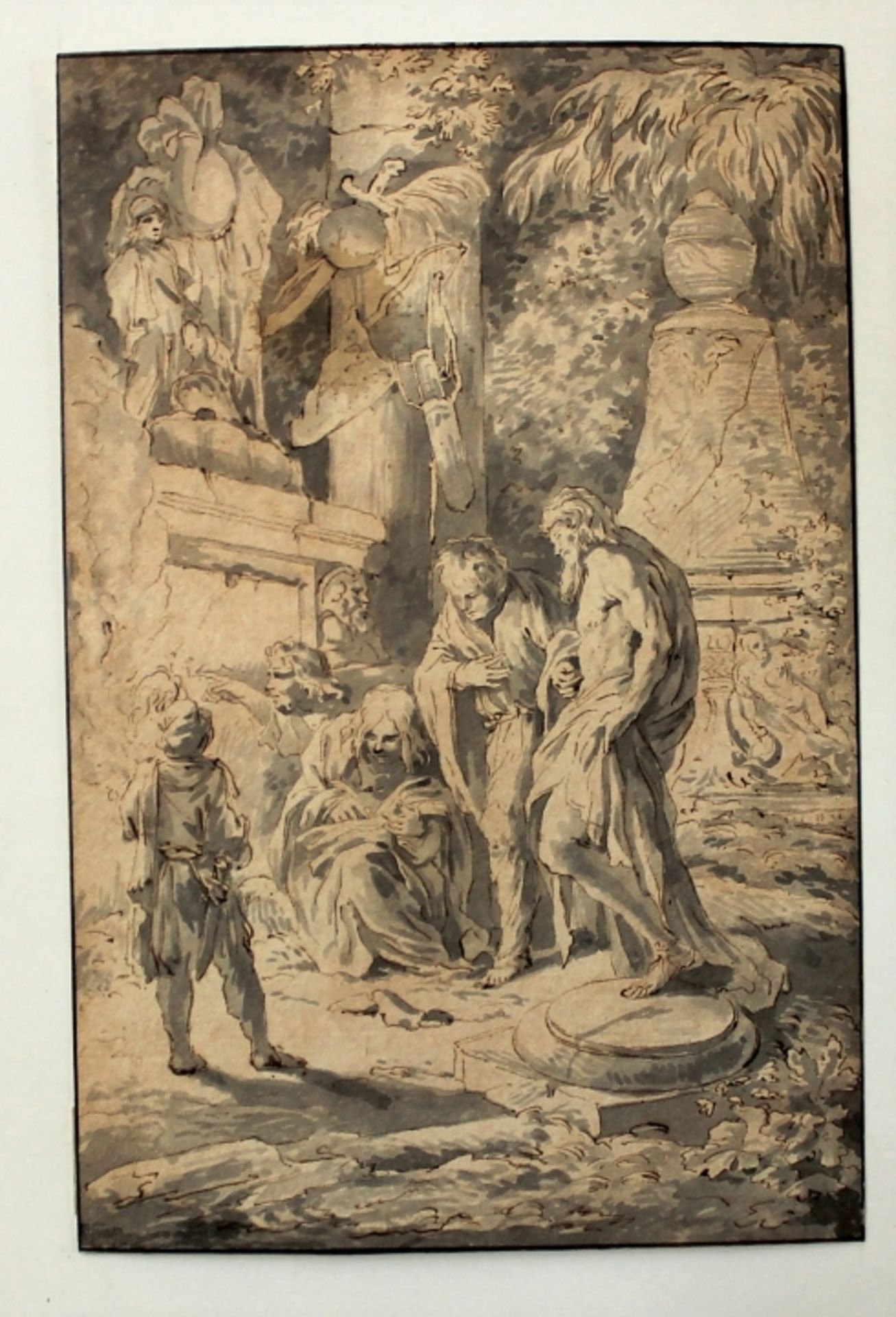 Zeichnung - wohl französisch 18.Jahrhundert "Die vier Weisen", unsigniert, nach Giovanni Benedetto