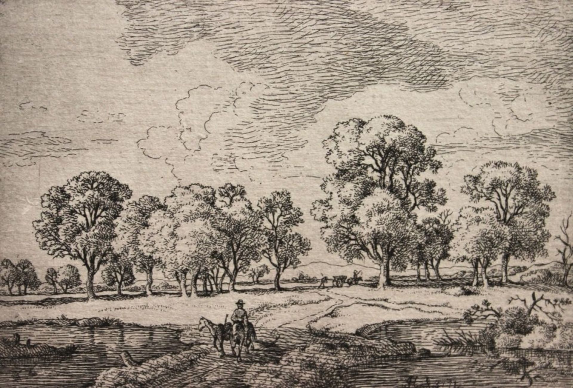 Radierung - Johann Joseph HARTMANN (1753 Mannheim -1830 Cotterd / Schweiz) "Landschaft mit