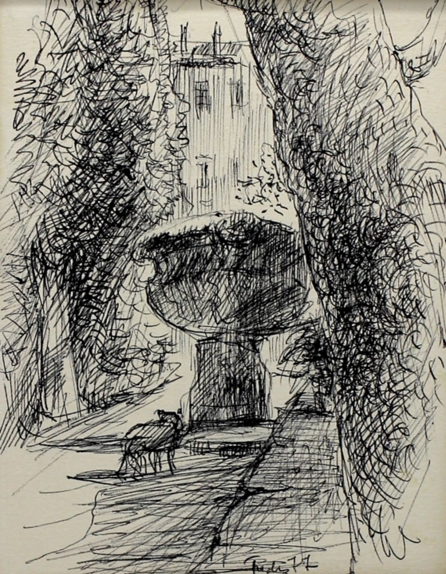 Zeichnung - Gretli Fuchs (1917 Oldenburg - 1995 Passau) "Boboli Gärten in Florenz", r.u.signiert,