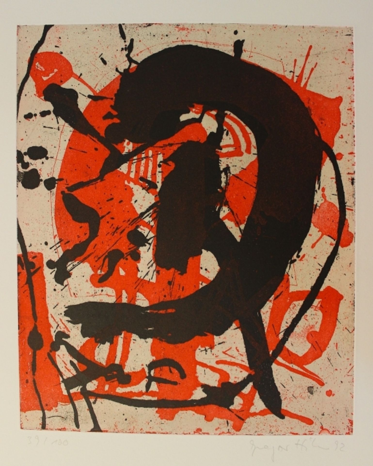 Farbradierung - Gregor Hiltner (1950 Nürnberg) "Ohne Titel", r.u. Bleistiftsignatur, datiert (19)92,