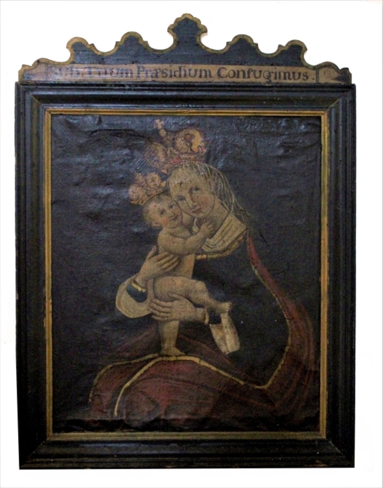 Großes Gemälde - 18.Jahrhundert "Madonna mit Kind", Öl auf Leinwand, Maße Darstellung ca. 100x80 cm,