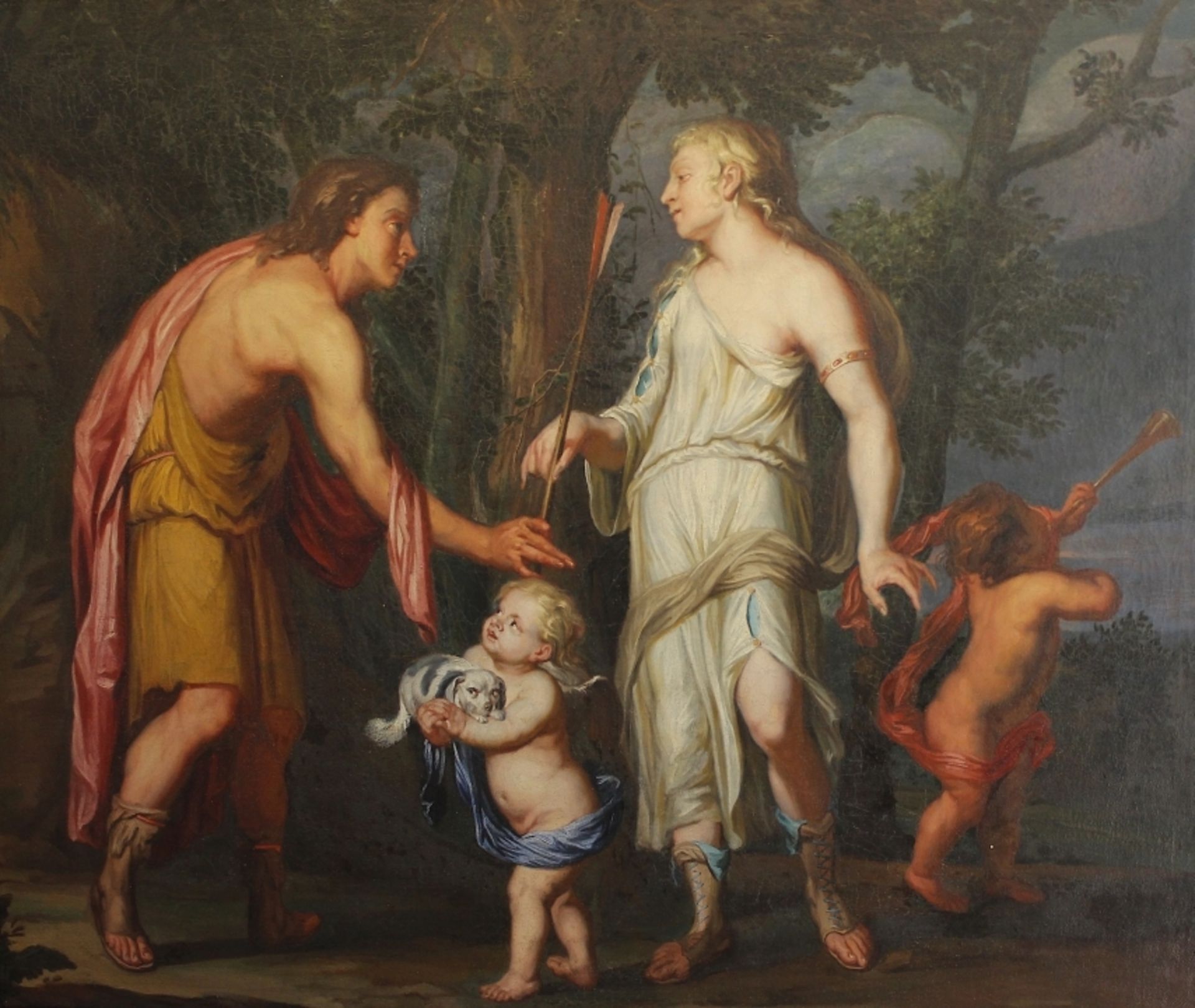 Gemälde - wohl flämisch 17.Jahrhundert "Darstellung der Liebesbeziehung zwischen Aeneas (Sohn der