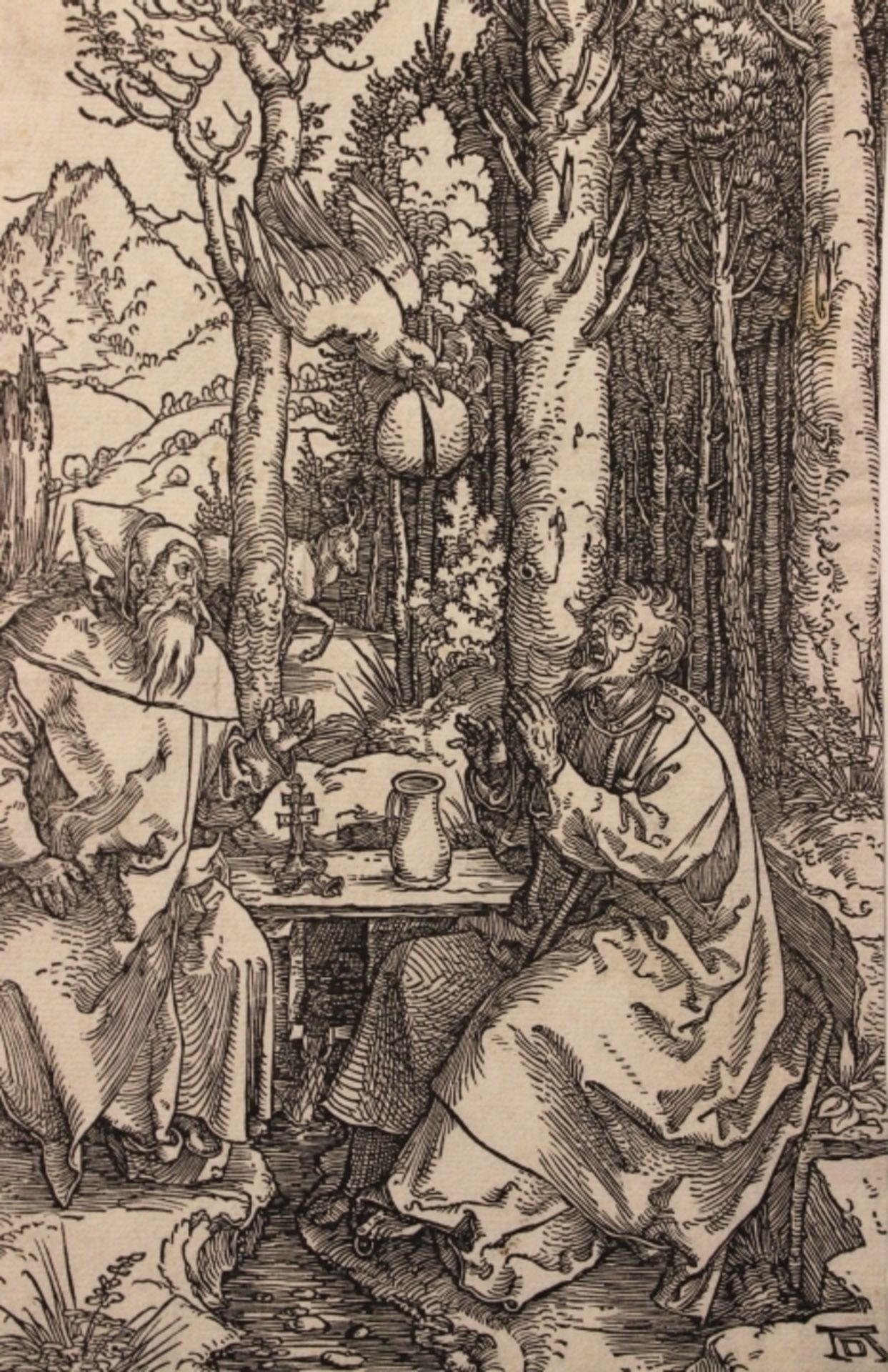 Holzschnitt - Albrecht Dürer (1471 Nürnberg 1528) "Die heiligen Einsiedler Antonius und Paulus (