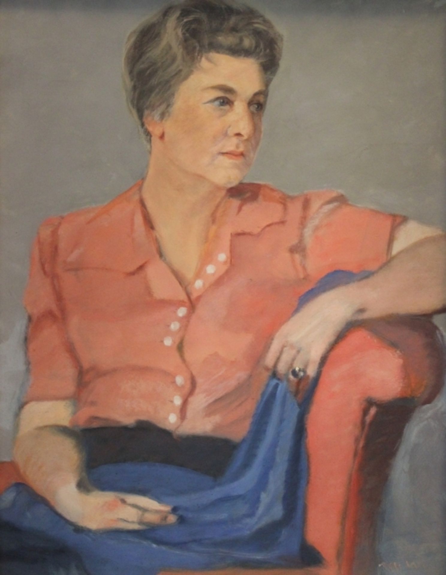 Gemälde - Max Wissner (1873 Geiersberg/Böhmen - 1959 Regensburg) "Damenbildnis auf roter