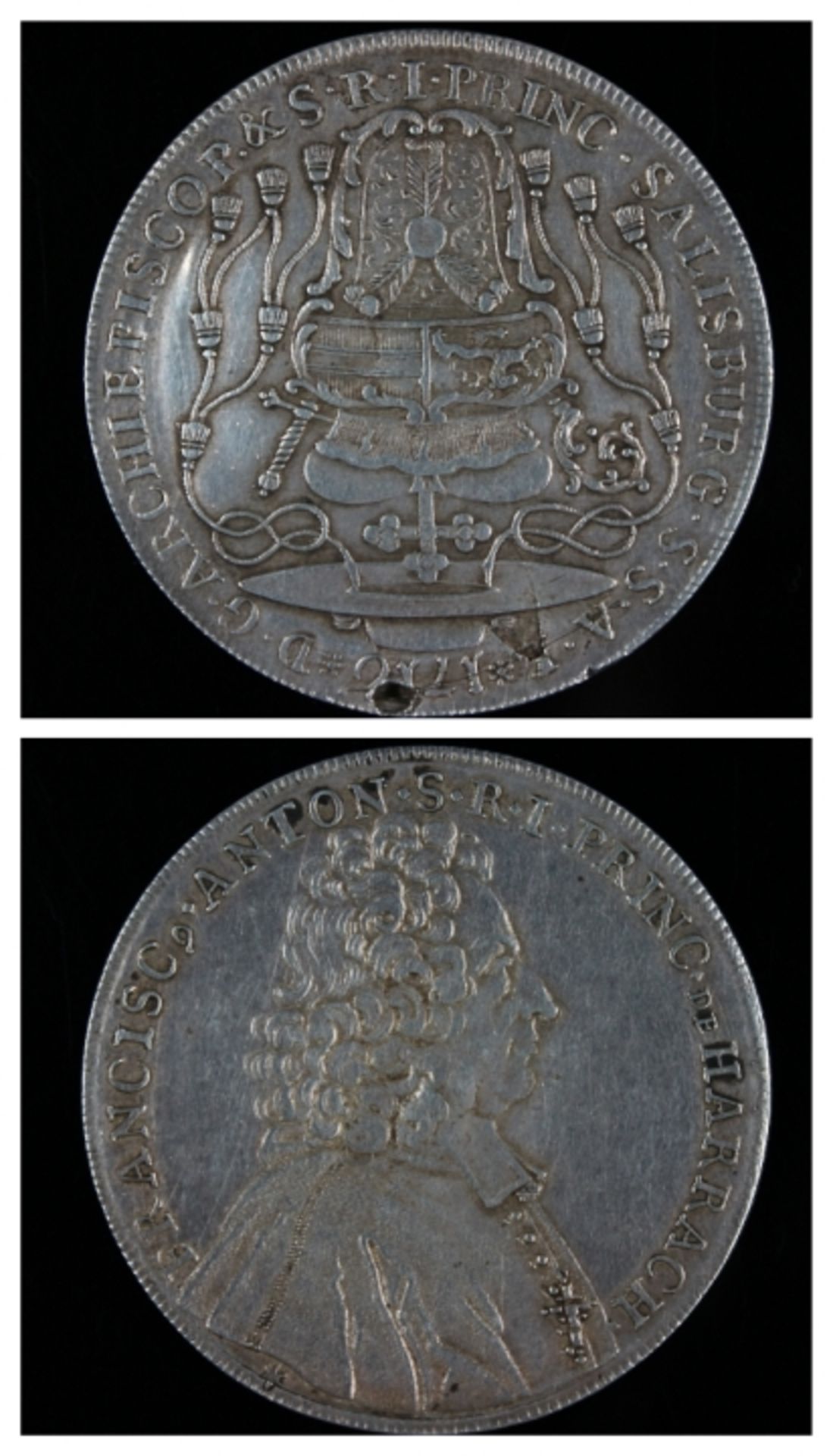 Silb. Schraubtaler - Österreich datiert 1716, Franciscus Anton S.R.I, Princ de Harrach, Brustbild