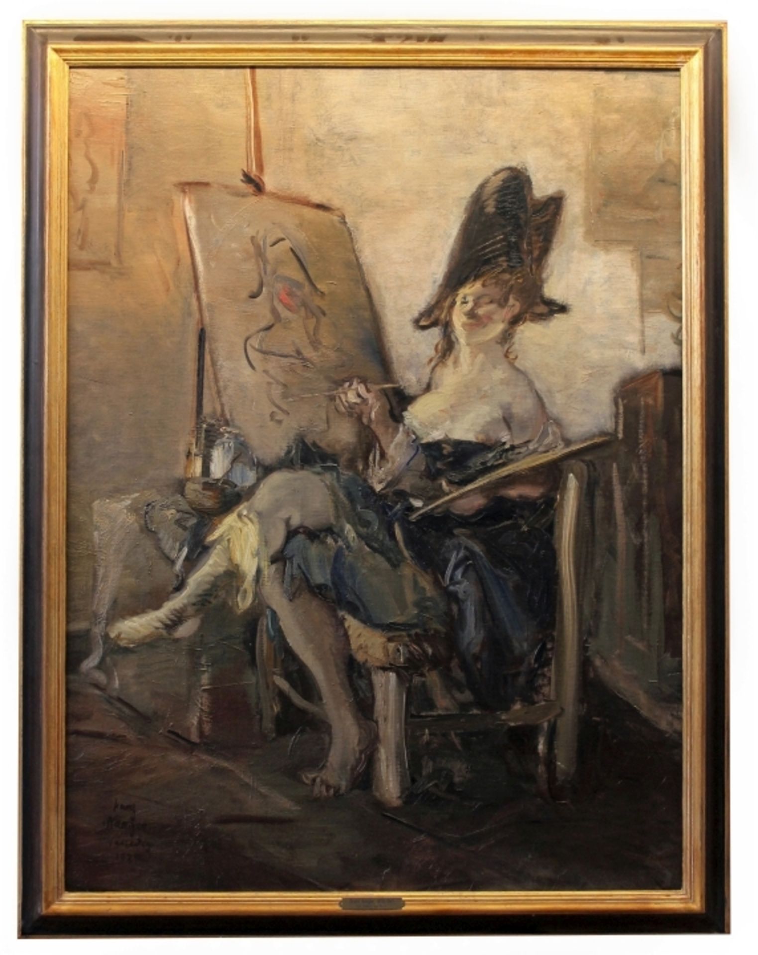 Großes Gemälde - Franz NAAGER (1870 München 1942) "Das Modell als Malerin", l.u. signiert, datiert