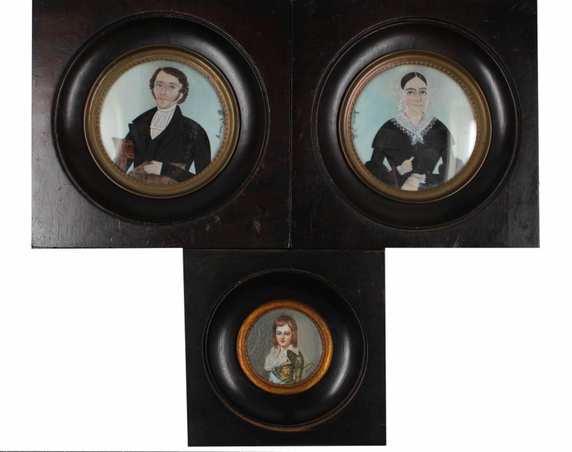 Lot Miniaturen - 19.Jahrhundert "Portraits", 2 x signiert Andrea Jr., 1 x unleserlich signiert,