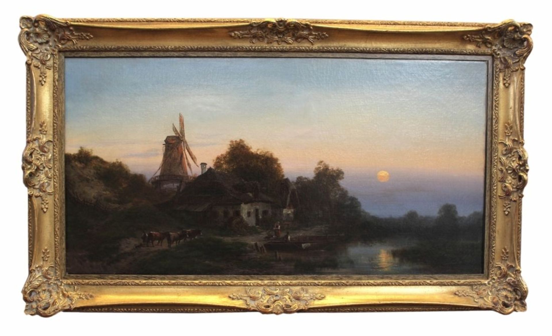 Gemälde - Carl MILLNER attr. (1825 Mindelheim - 1895 München) "Windmühle und Bauerngehöft an einem