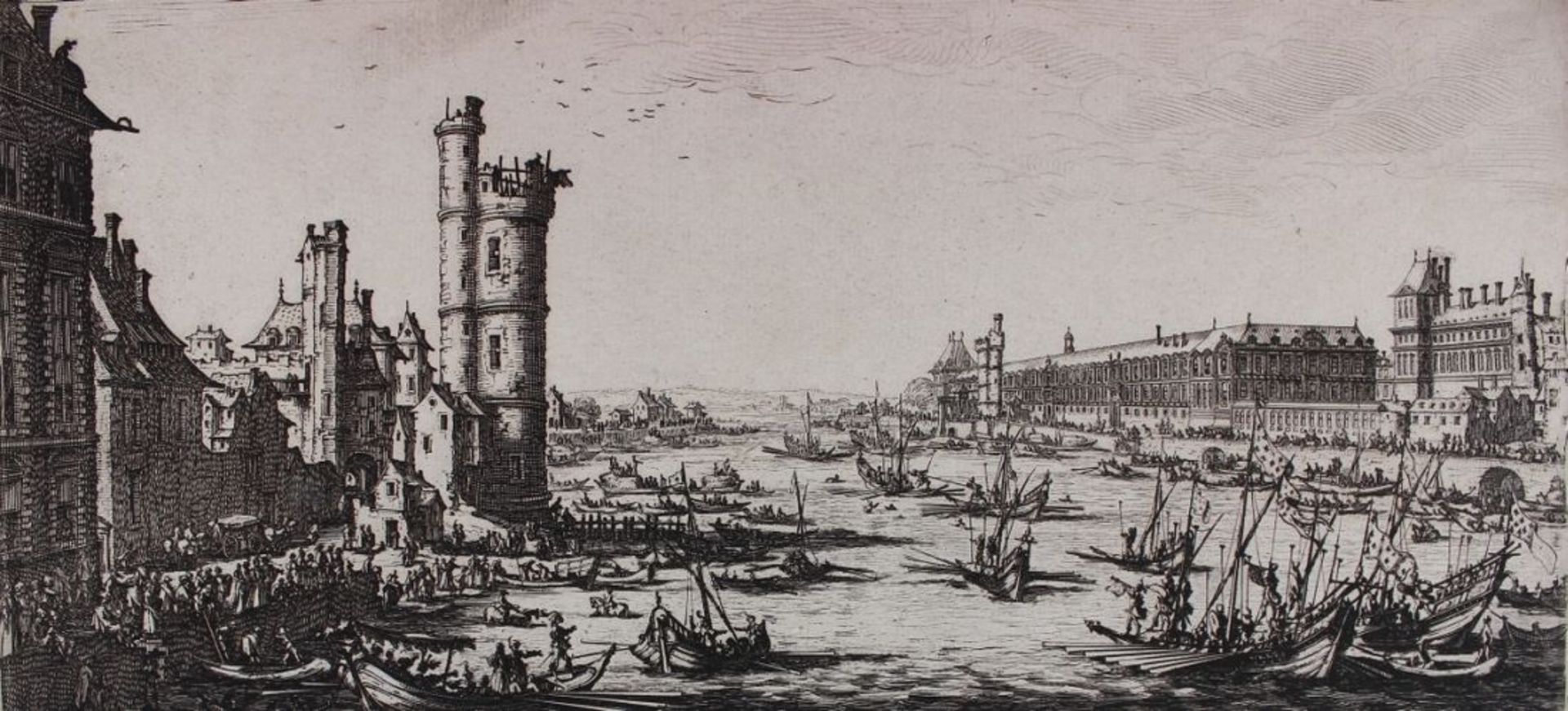 Radierung - Jacques CALLOT (1592 Nancy - 1635) "Blick auf den Louve in Paris", u.l. Callot fec,