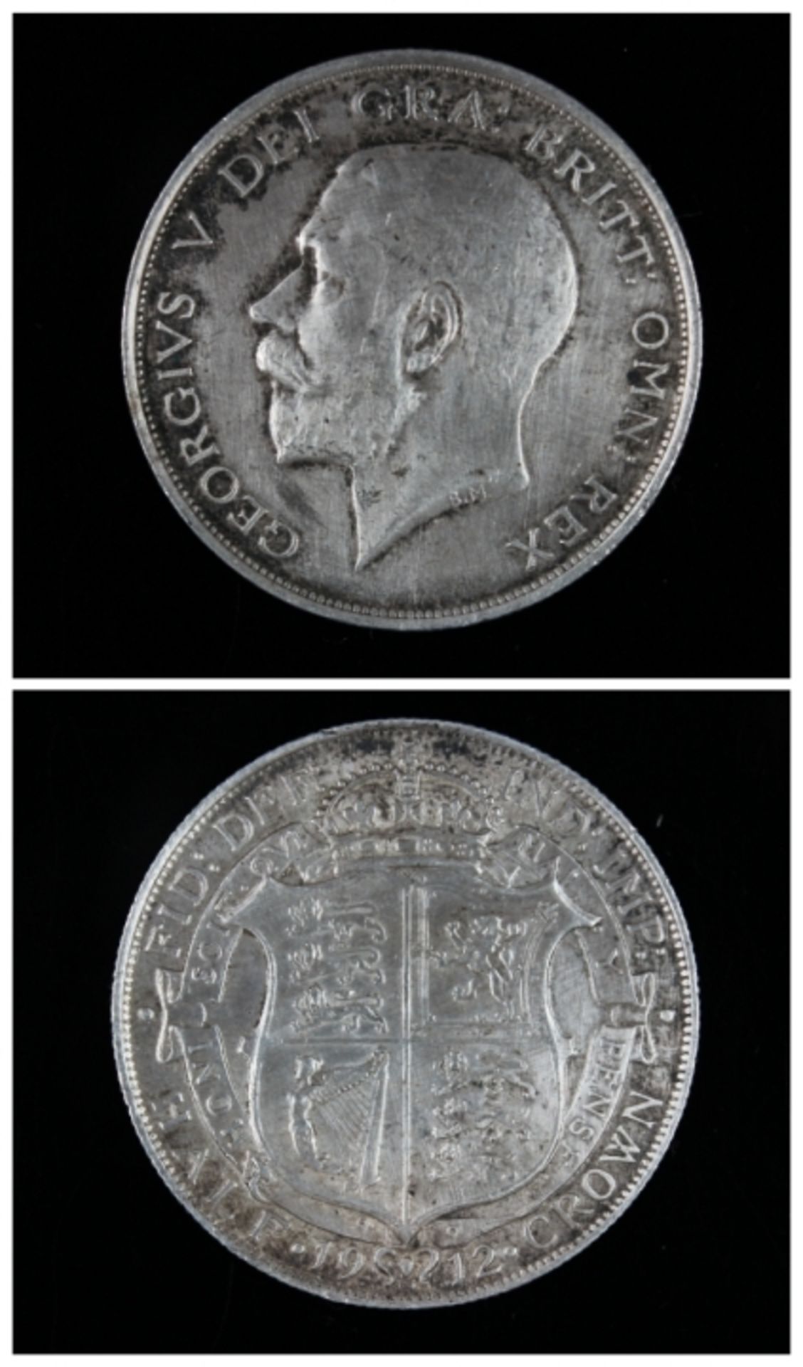 Münze - Half Crown Georgius,Great Britain, Reichswappen, Rs: Georgius V, Dei Gra. Britt Omn Rex, d.=