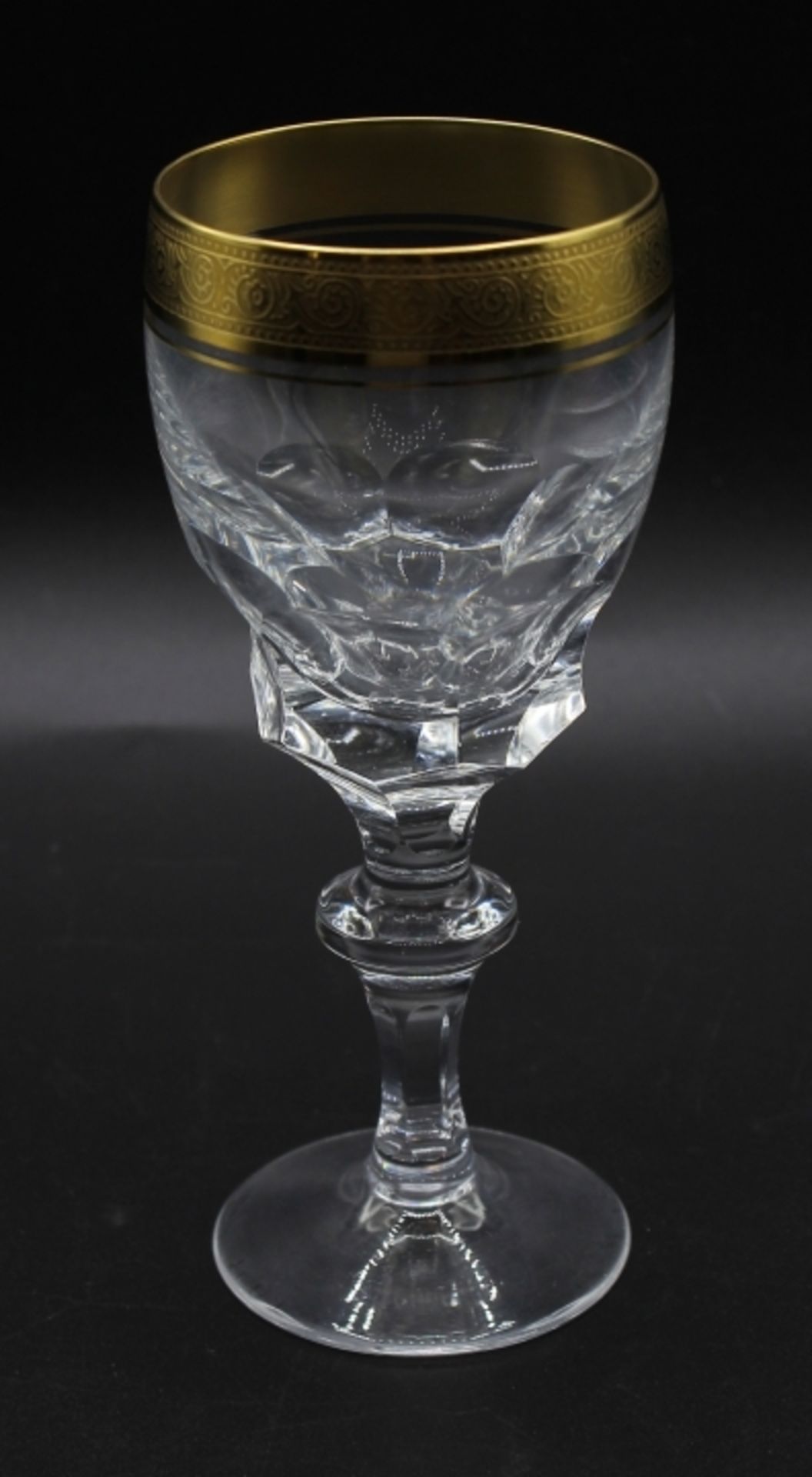 12 Weingläser - Theresienthal Bernadotte Kristallglas mit breiter Goldätzkante, Höhe ca. 16 cm, kein