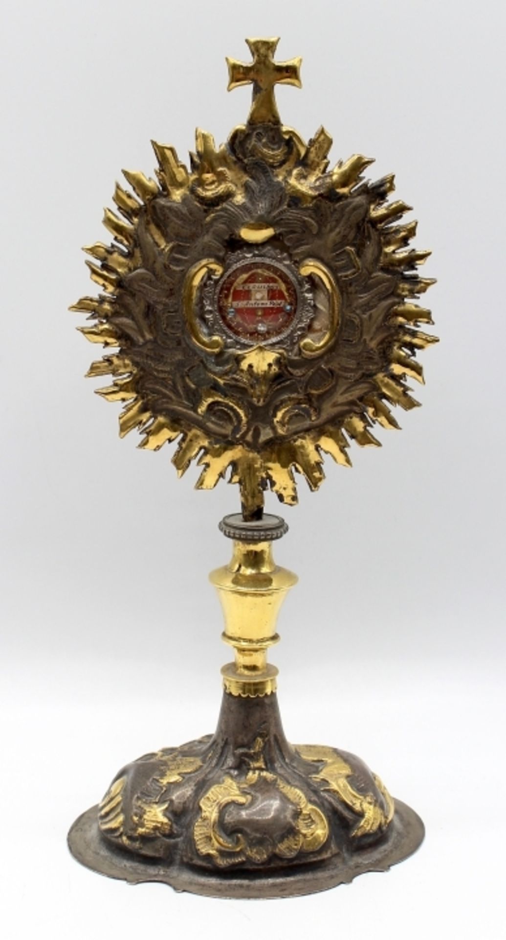 Reliquienständer - wohl süddeutsch 19.Jahrhundert vergoldet und versilbert, zentrale kleine