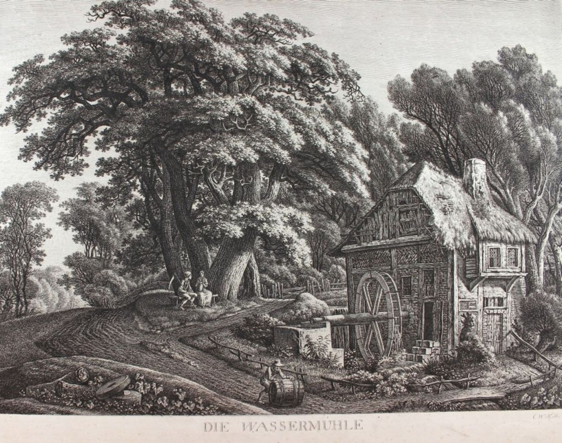 Große Radierung - Carl Wilhelm I KOLBE (1757 Berlin -1835 Dessau) "Die Wassermühle", Martens 141