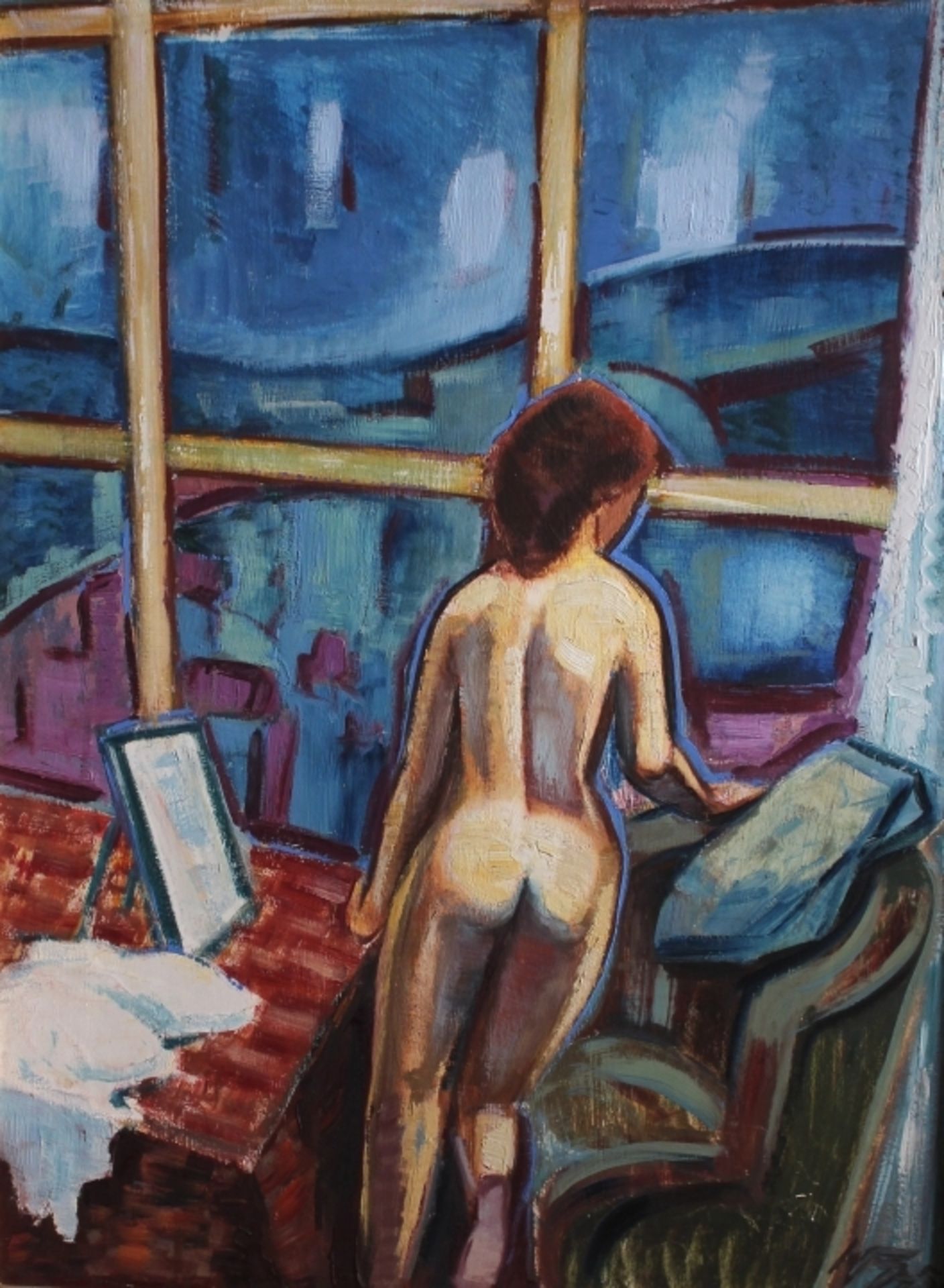 Gemälde - Wilhelm Niedermayer (1899 Passau - 1965 Englburg) "Frauenakt vor Sprossenfenster", r.u.