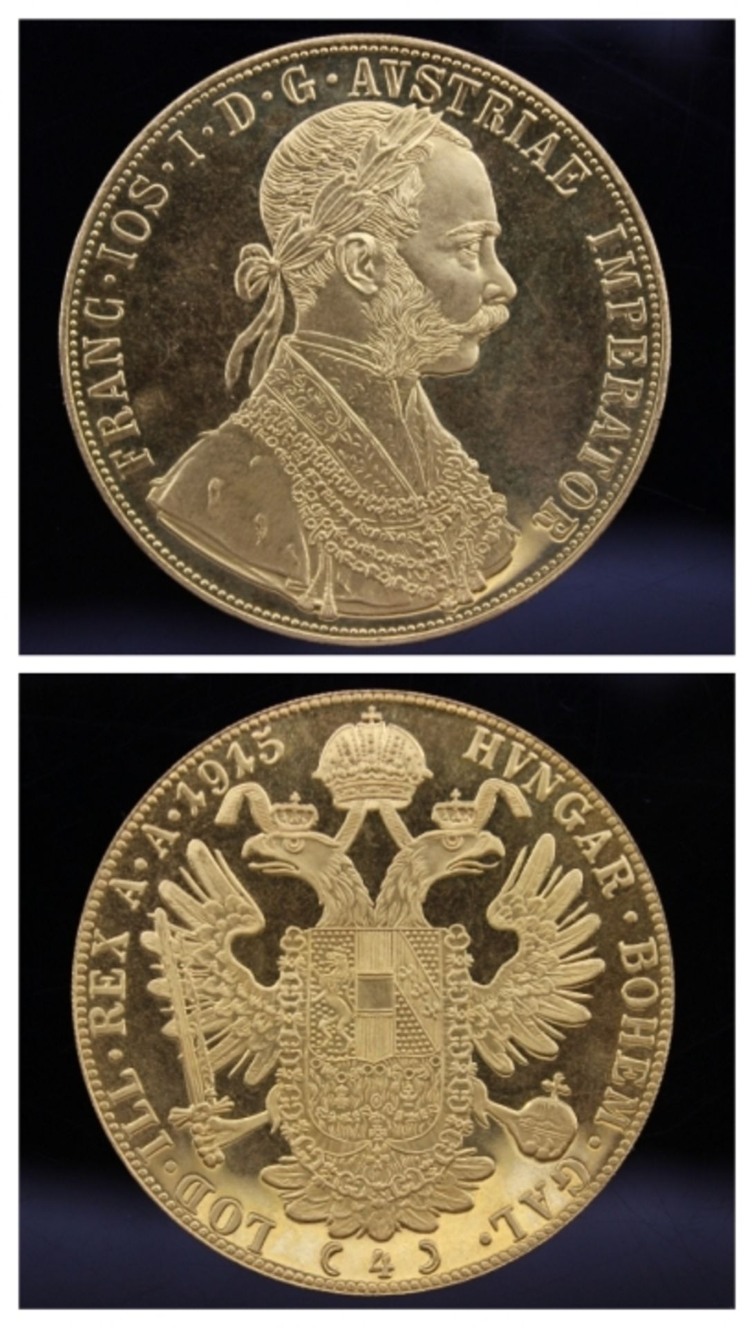 Goldmünze - Österreich 4 Dukaten 1915 Portrait des Kaisers Franz Joseph 1. von Österreich (1830 -