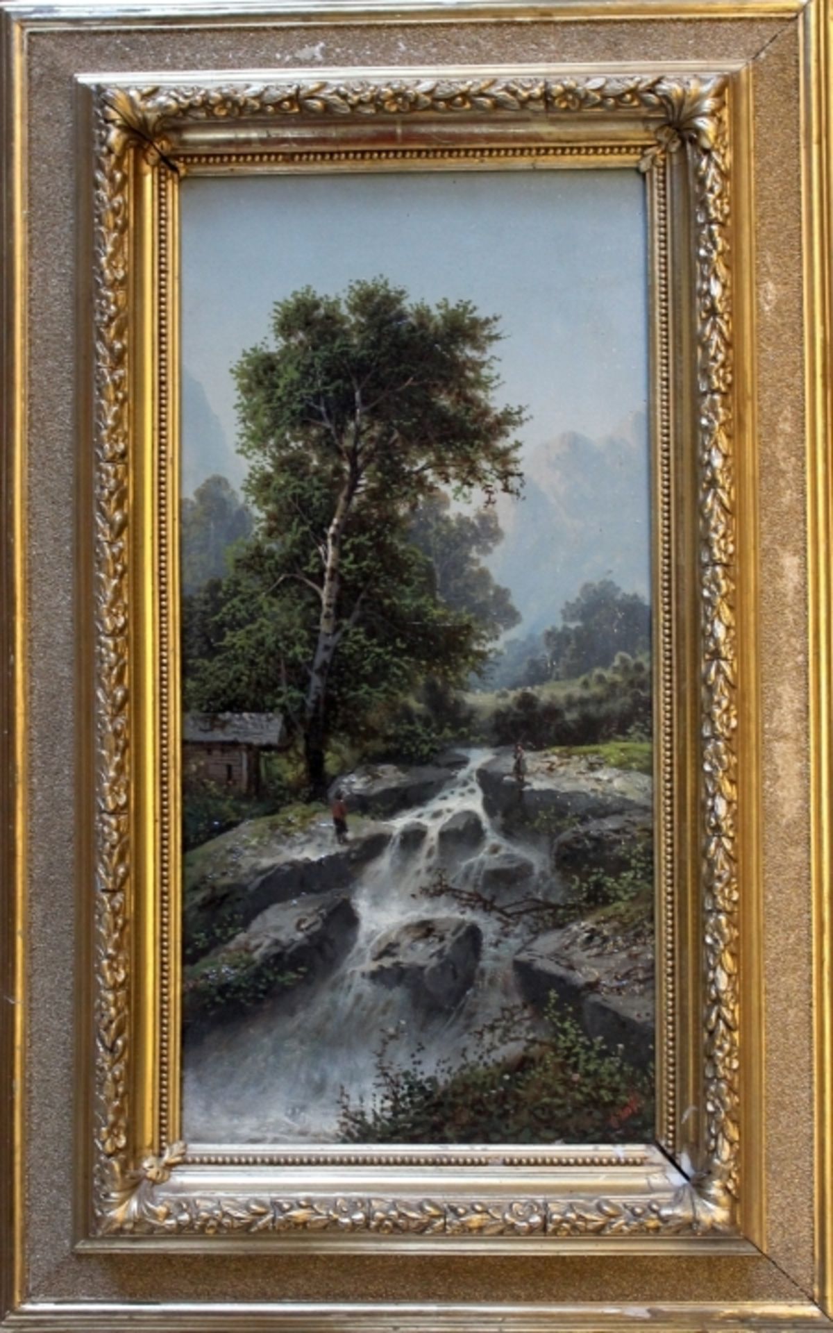 Gemälde - Carl ZOPF (1858 Neuruppin -1944 München) "Alpenlandschaft mit reißendem Bach und