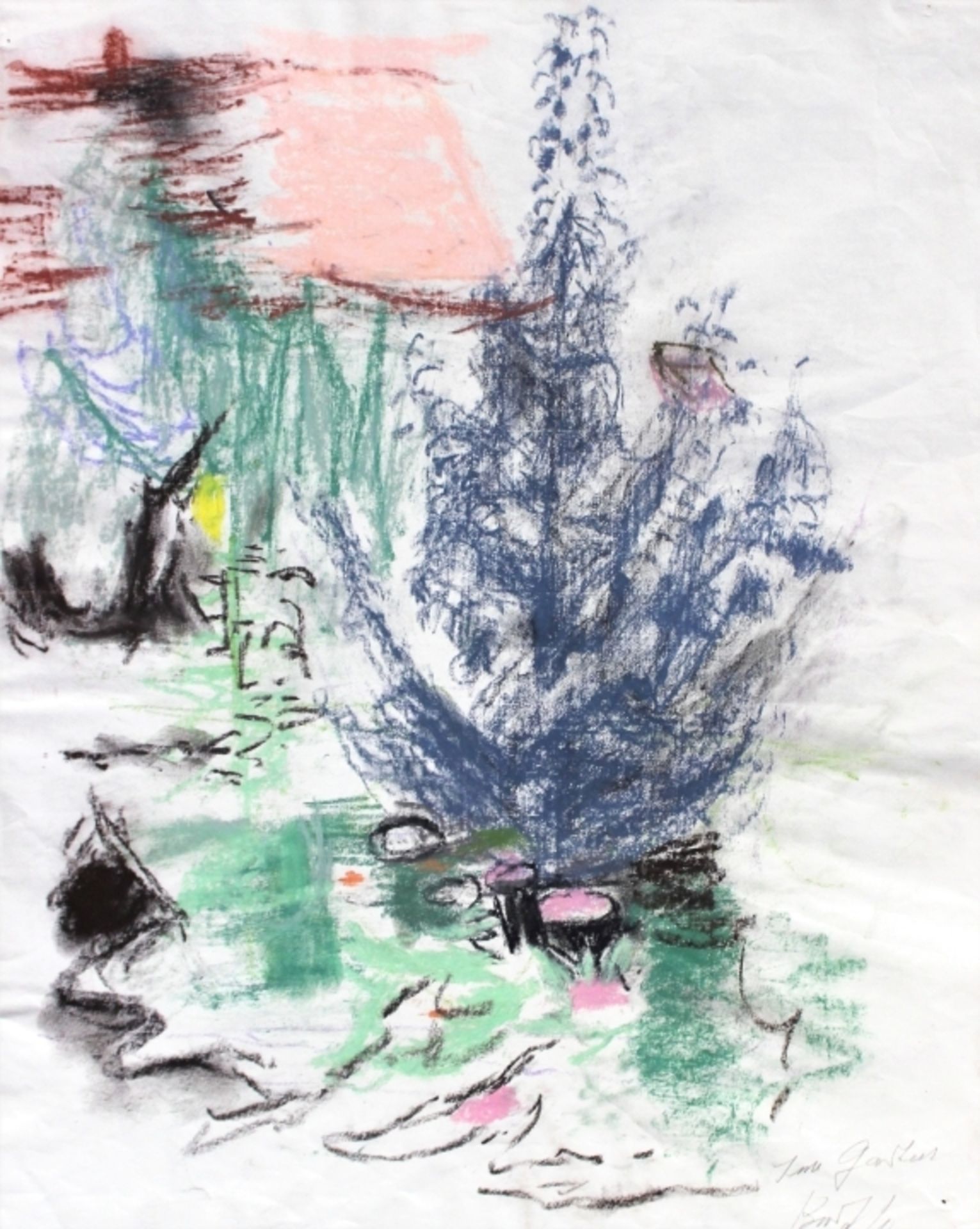 Pastell - Kurt von Unruh (1894 Hannover - 1986 Roding) "Im Garten", r.u. signiert, auf Papier,