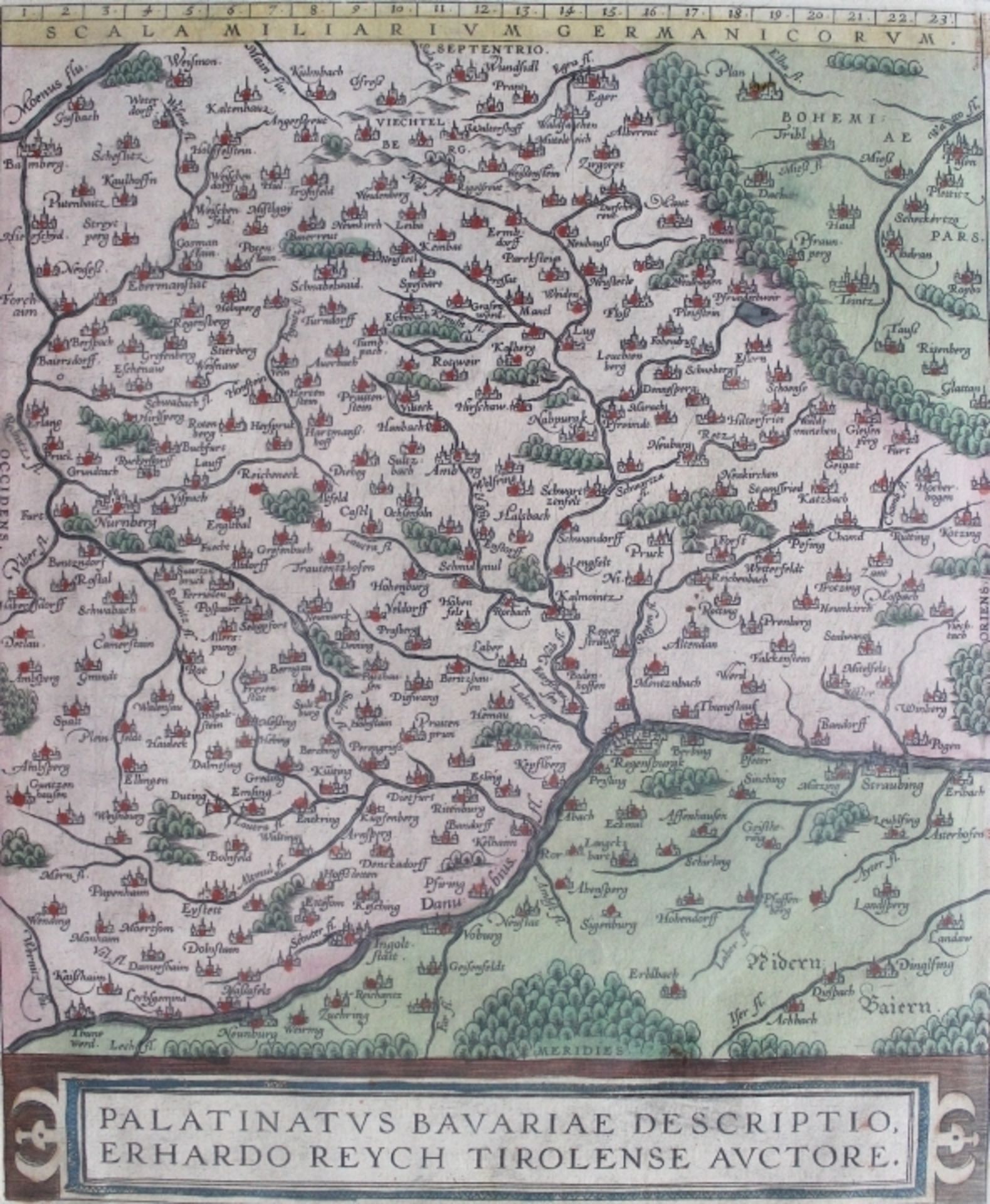 Karte Oberpfalz - Abraham Ortelius (1527 Antwerpen 1598) "'Palatinatus Bavariae Descriptio", aus: