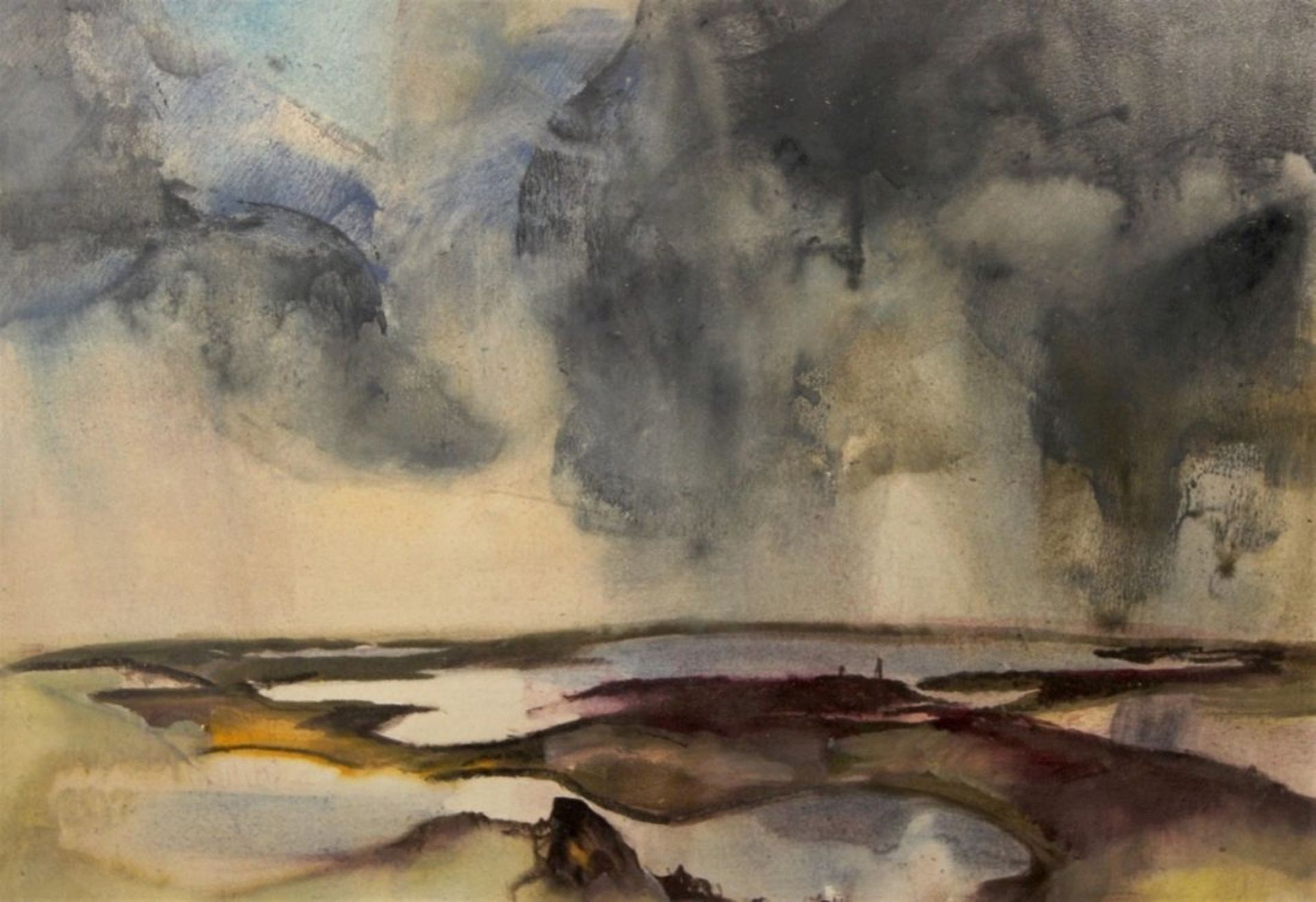 Großes Aquarell - Willi Ulfig (1910 Breslau - 1983 Regensburg) "Seenplatte", r.u. signiert,