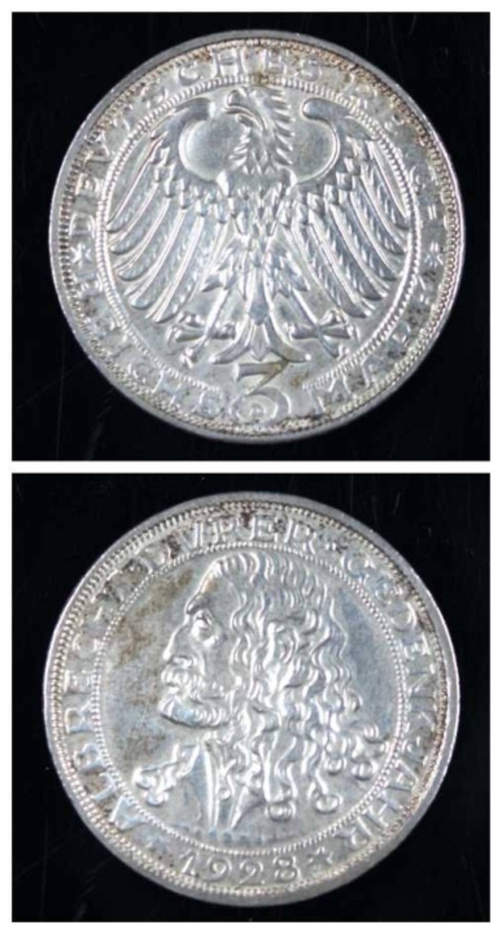 Silbermünze - Deutsches Reich 3 RM 1928, " Albrecht Dürer Gedenkjahr "