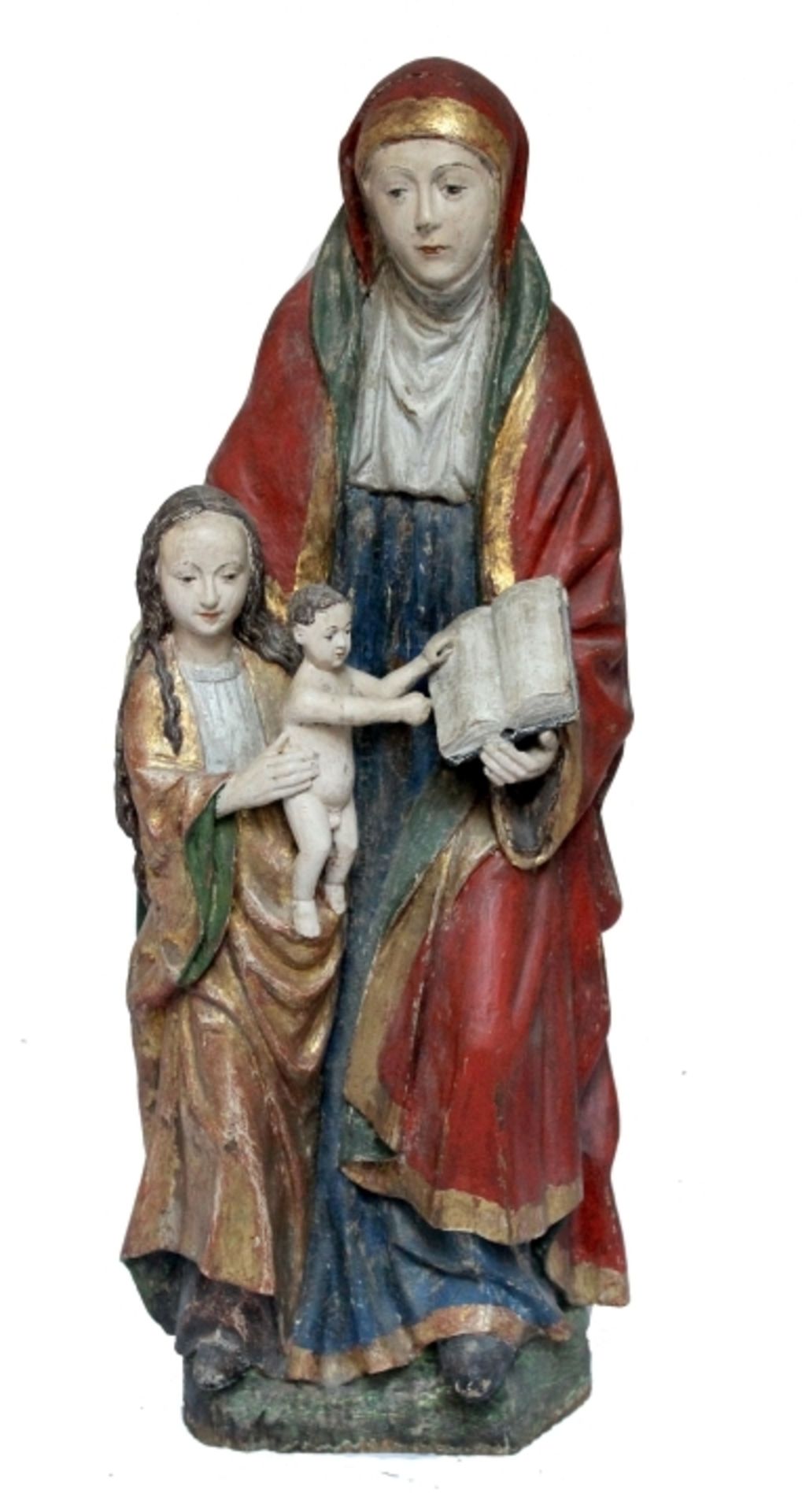 Skulptur - im gotischen Stil "Anna Selbdritt - Heilige Anna, Maria und Jesus auf das